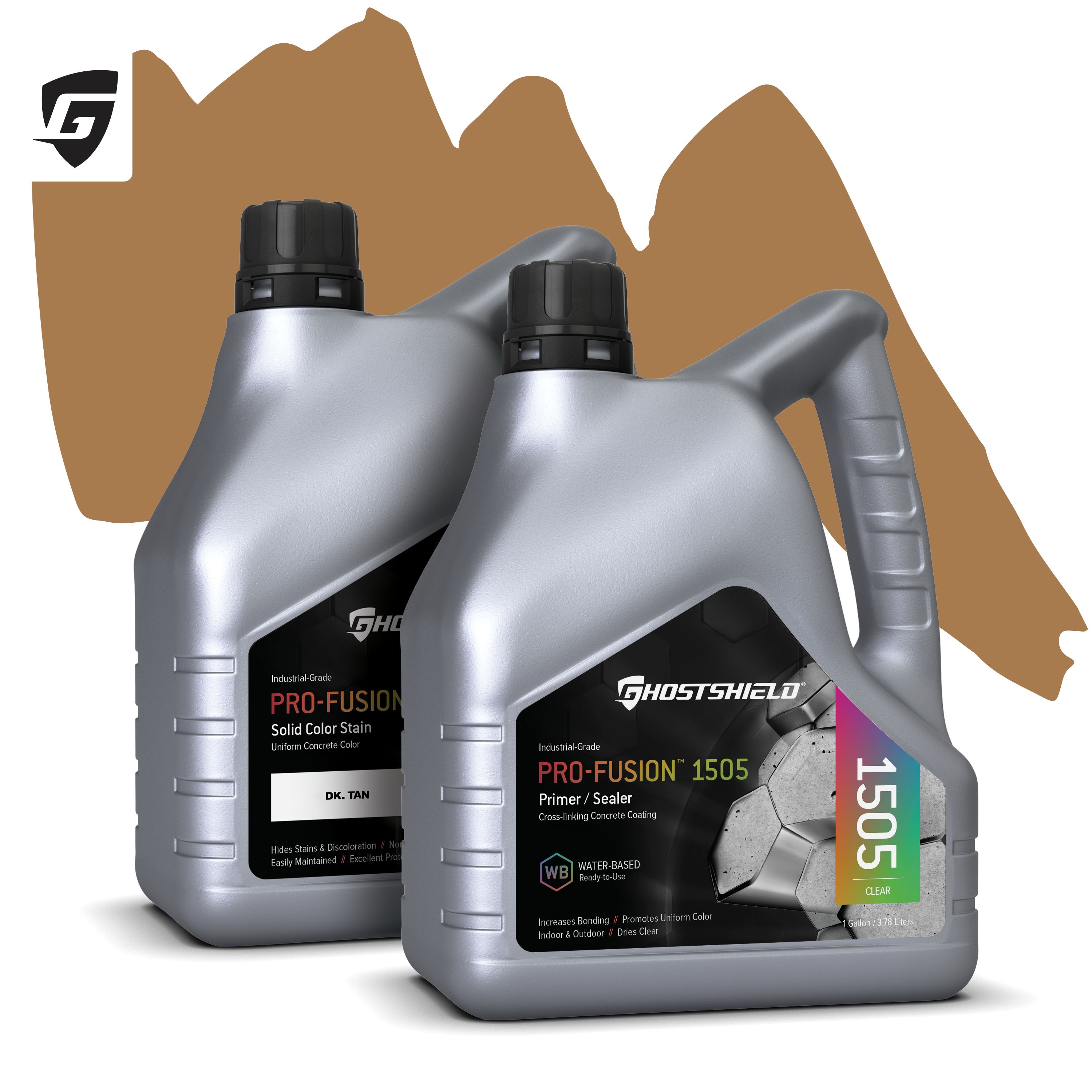 Ghostshield 1505-128OZ-DTP Pro-Fusion 1505 Dk. Tan Water-based Gloss Ready-to-use Concrete stain and sealer ( 1-gallon )