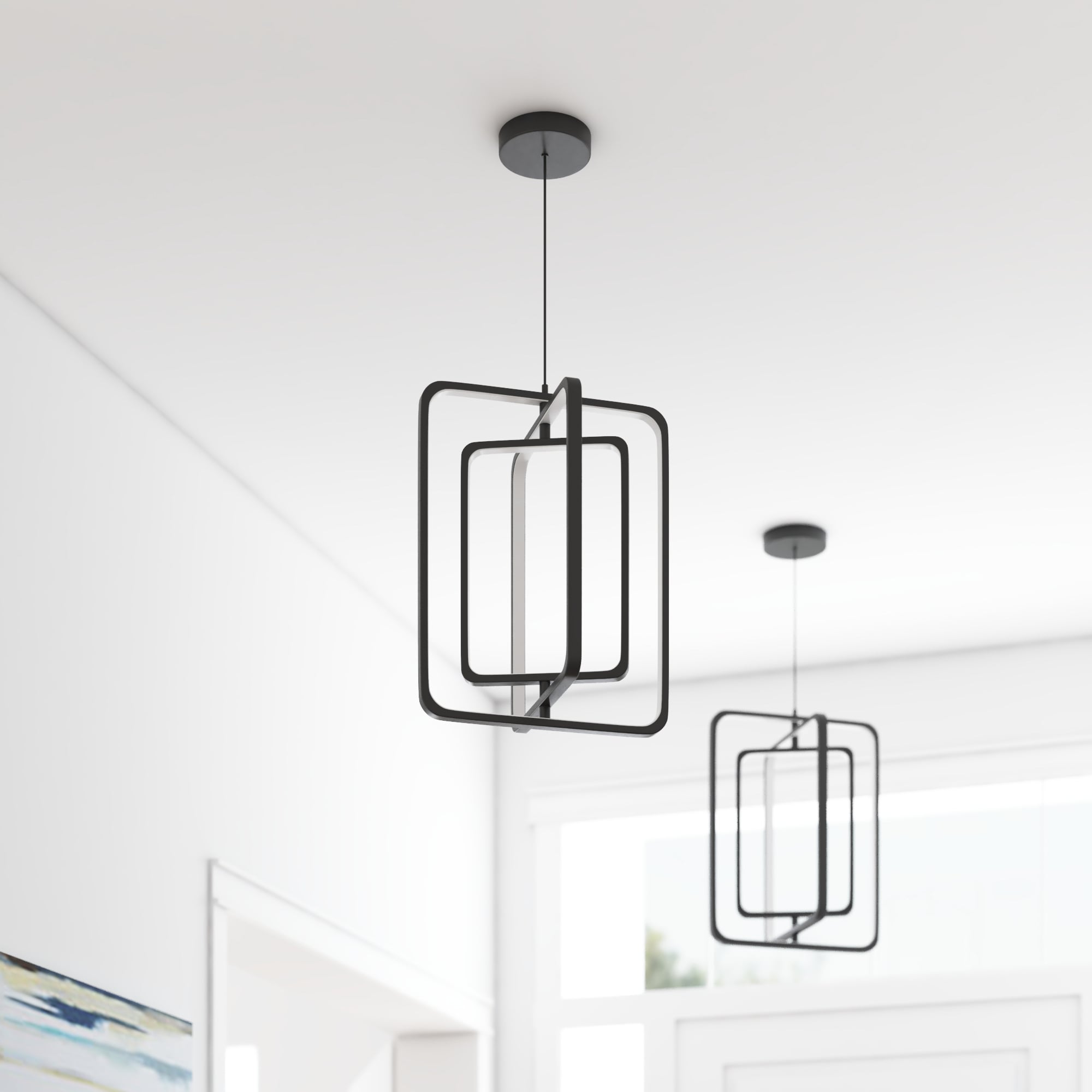Origin 21 43053 Matte Black Modern/contemporary Geometric Medium Hanging Pendant light