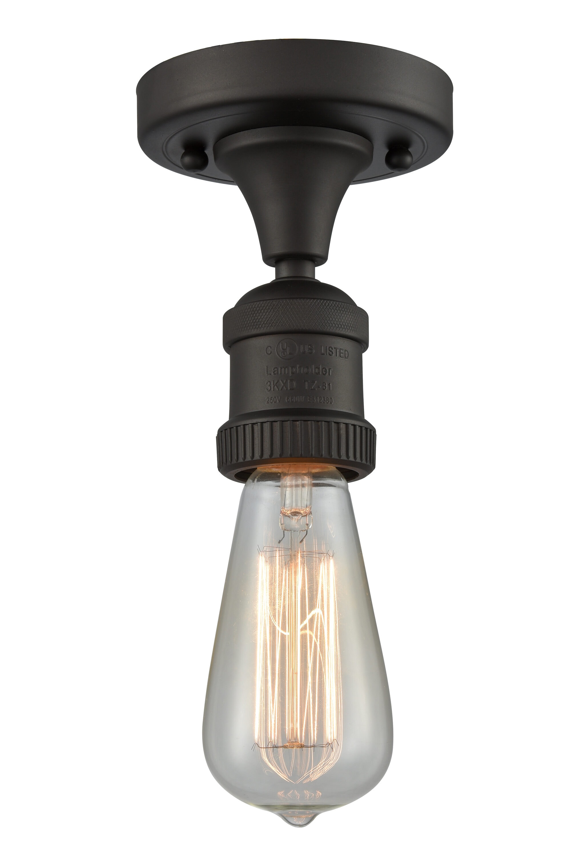 Innovations Lighting 517-1C-OB Bare Bulb 1 -Light 4.5-in Oil-rubbed Bronze Flush Mount Light