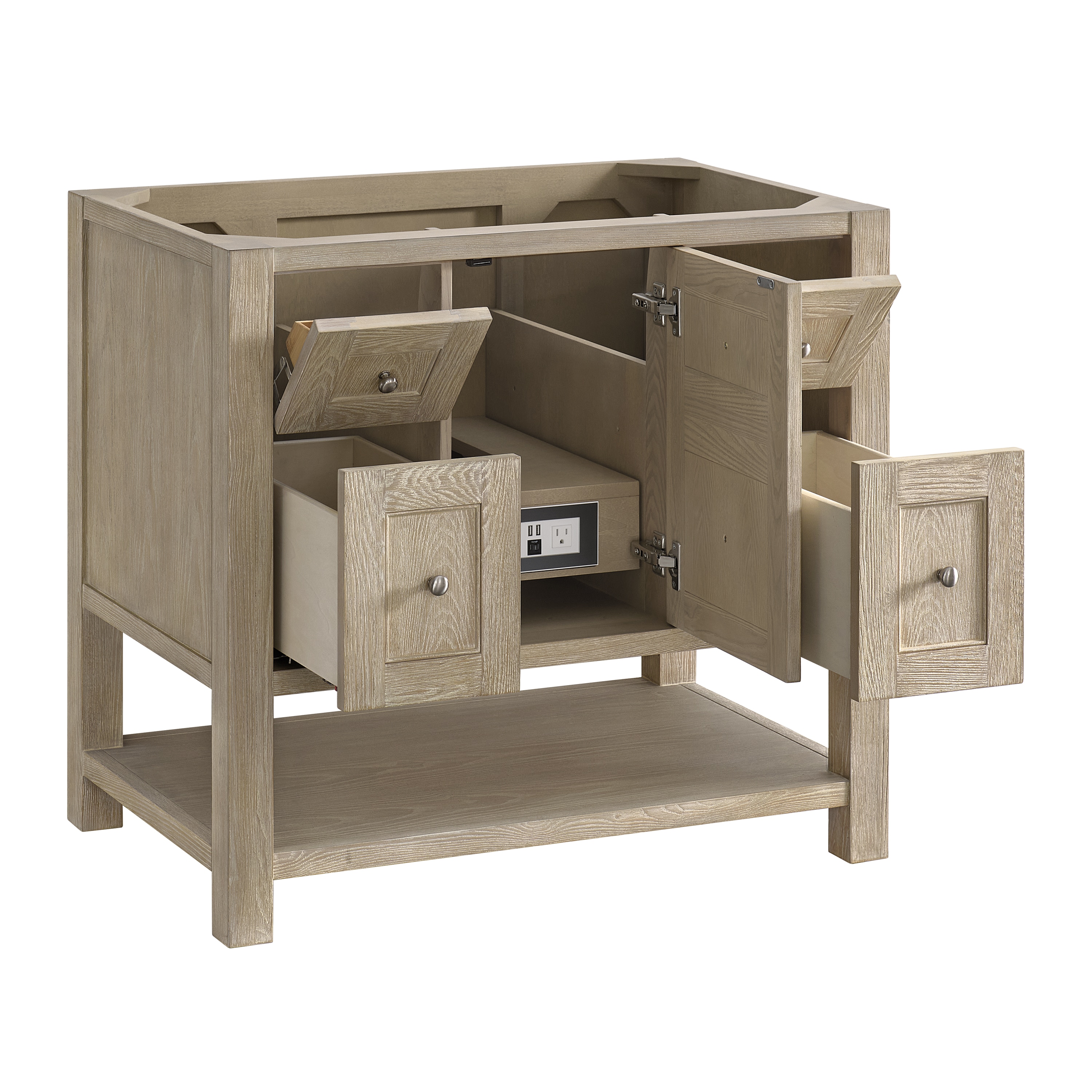 James Martin Vanities 330-V36-WWO Breckenridge 36-in Whitewashed Oak Bathroom Vanity Base Cabinet without Top