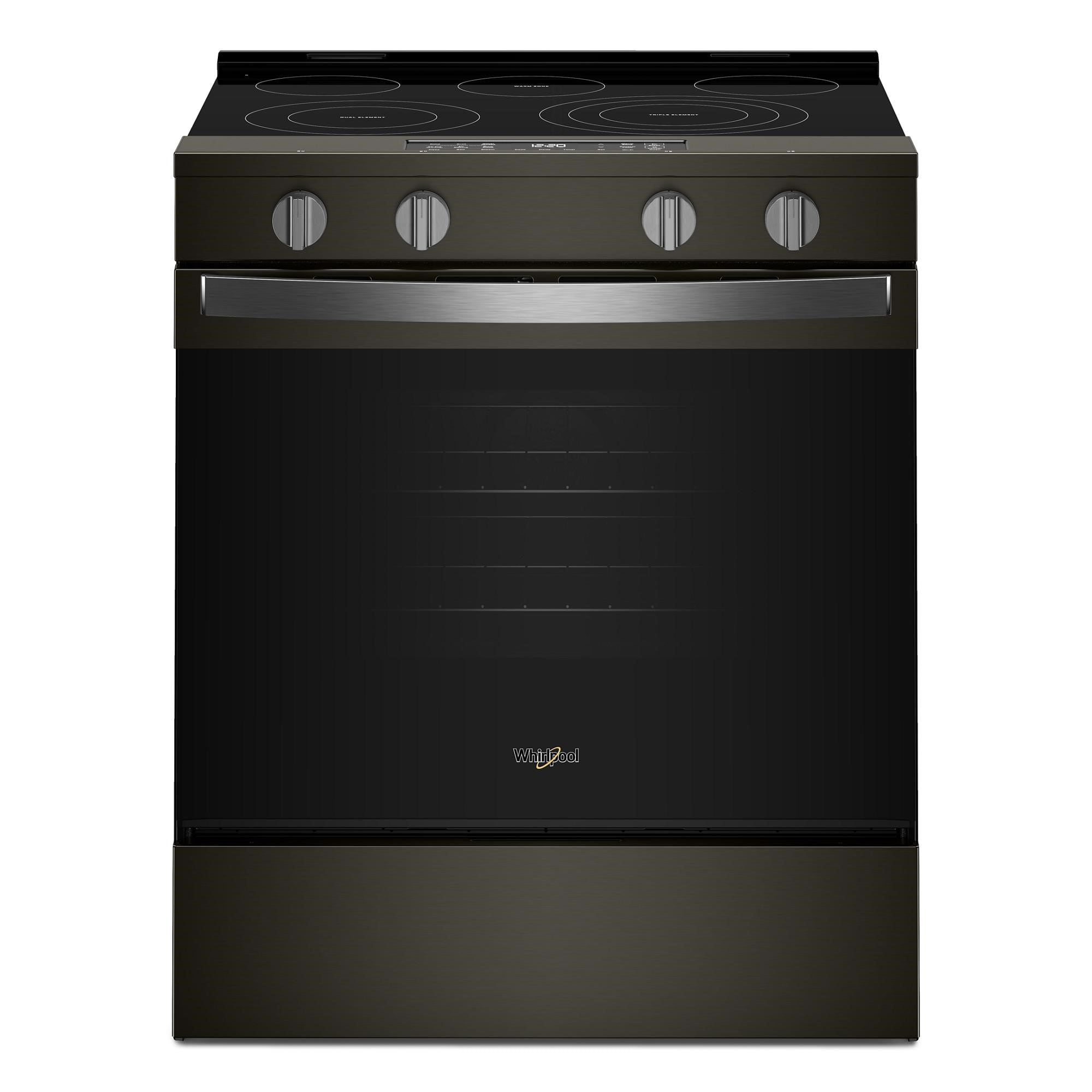 Whirlpool WSES5030SV 30-in Glass Top 5 burners 5.3-cu ft Air Fry Convection Oven Slide-In Electric Range ( Black Stainless )