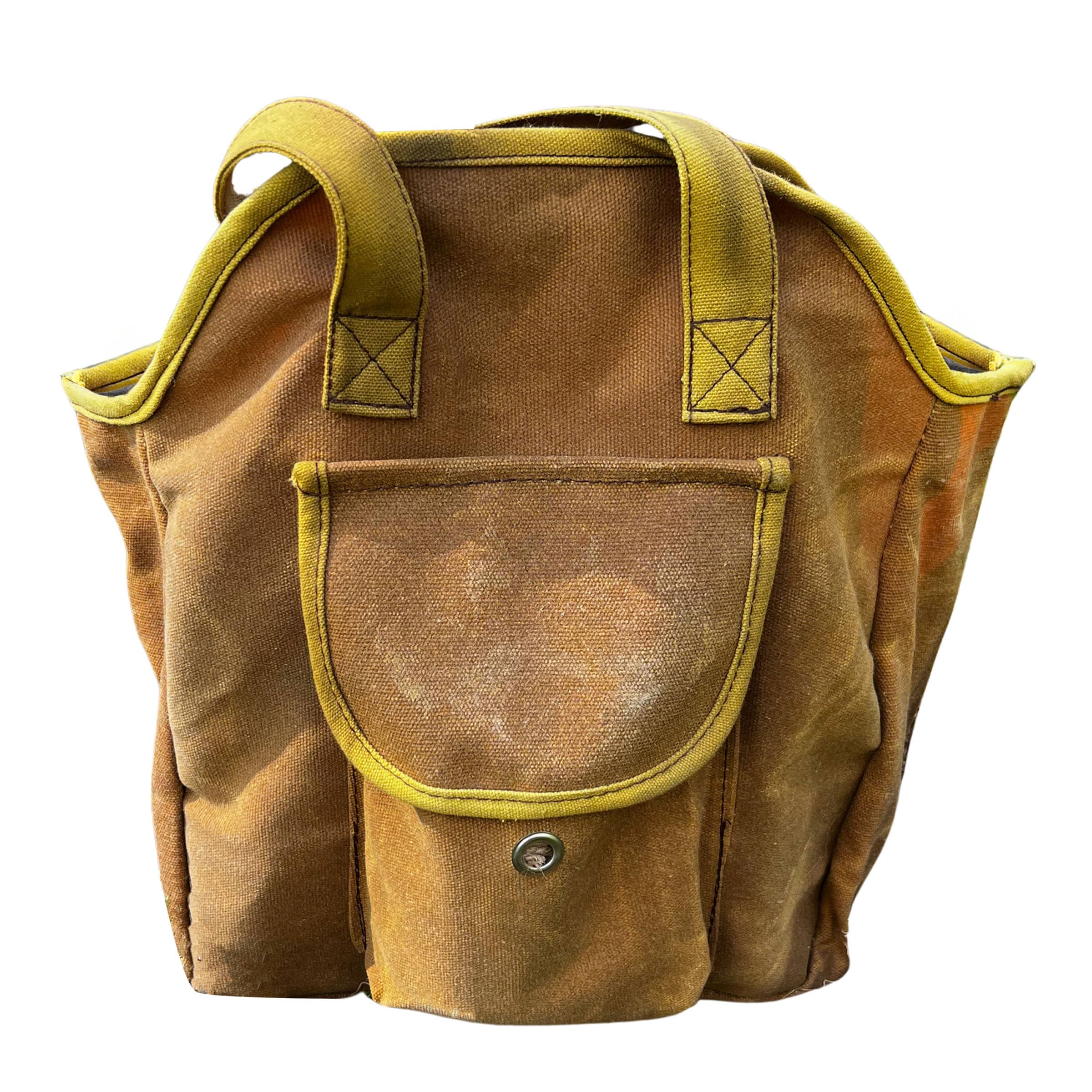 Kings County tools Garden Tool Bag - 12x14” Waxed Canvas Tote Bag Gardening Caddy with Pockets #GW53T02-04