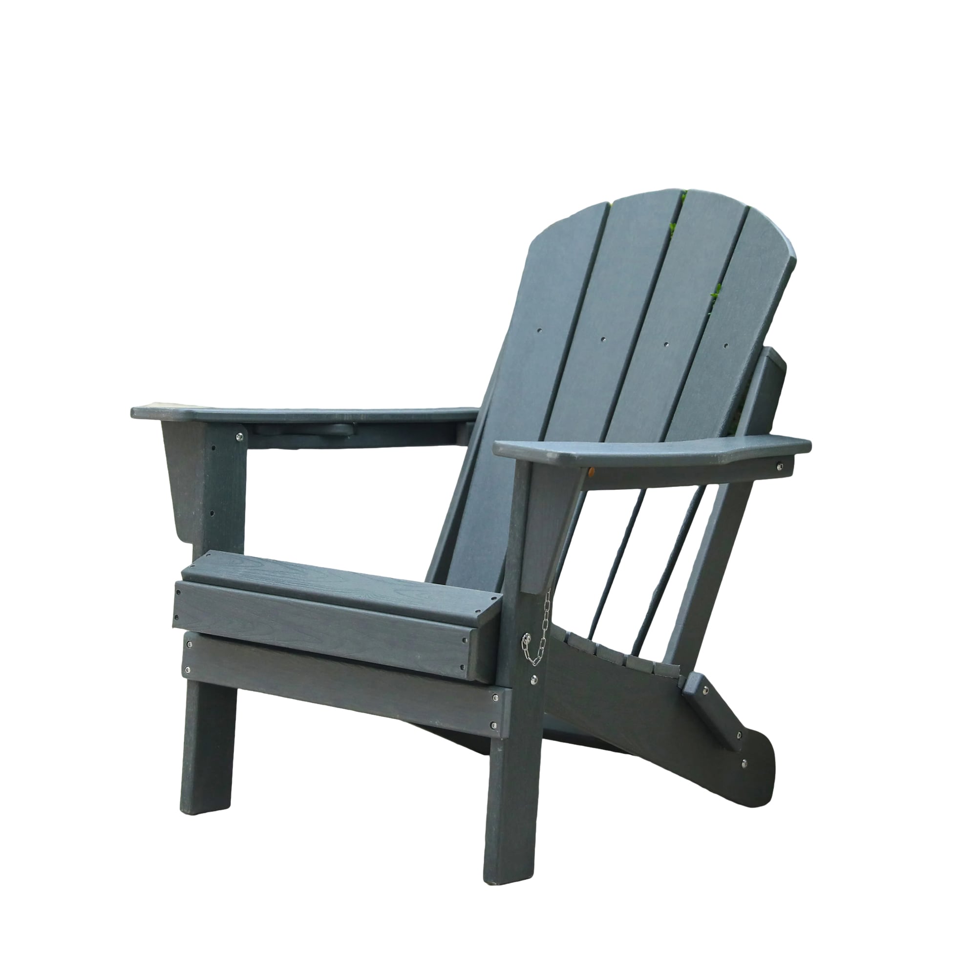 AHIOU HOME ZAAHG-P254566AC Macon Gray HDPE Frame Stationary Adirondack Chair with Slat Seat