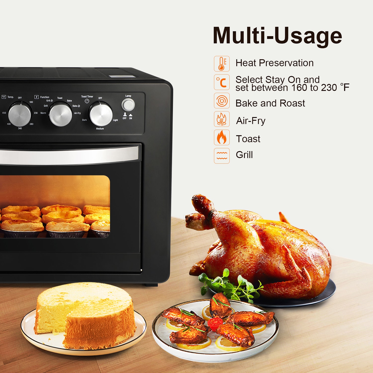 GZMR 6-Slice Green Convection Toaster Oven with Rotisserie (1550-Watt)