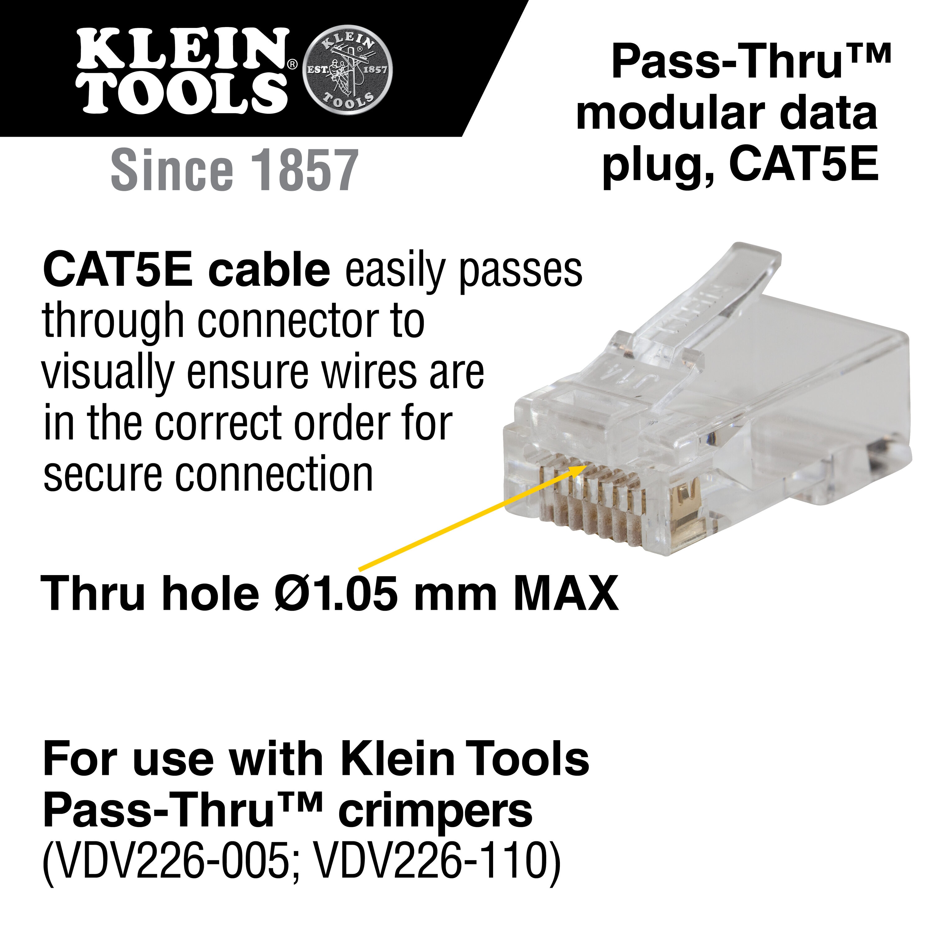 Klein Pass-Thru™ Modular Data Plug, RJ45