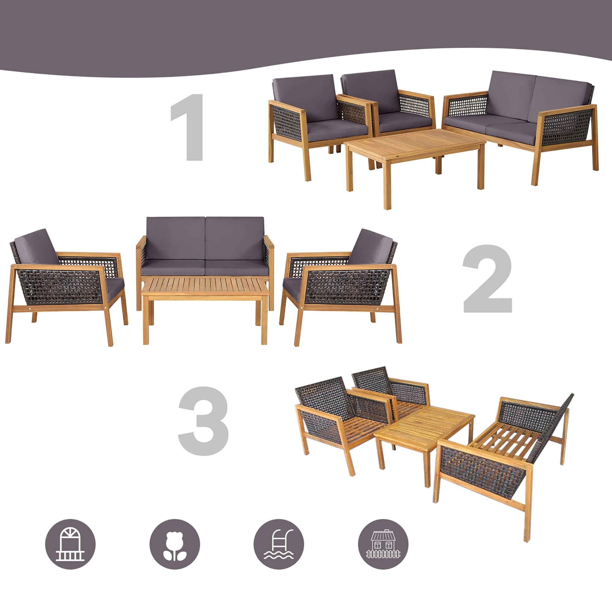 Costway HW69144GR+ Patio-Conversation-Sets - View #6