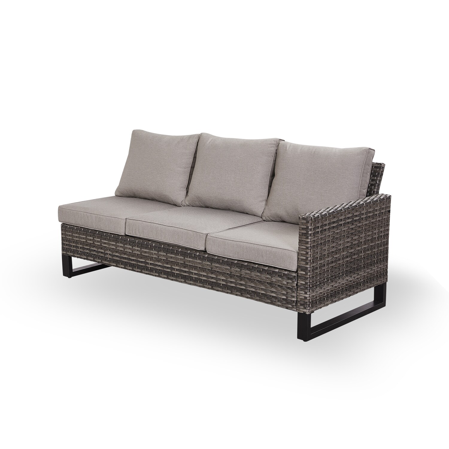 Rilyson FS066-3 U-Feet Wicker Outdoor Sectional with Gray Cushions and Wicker Frame