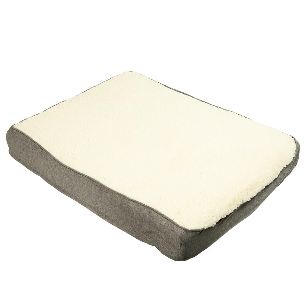 Pet Essentials 6106PG Square Cream Polyester Pillow Dog Bed ( Medium )