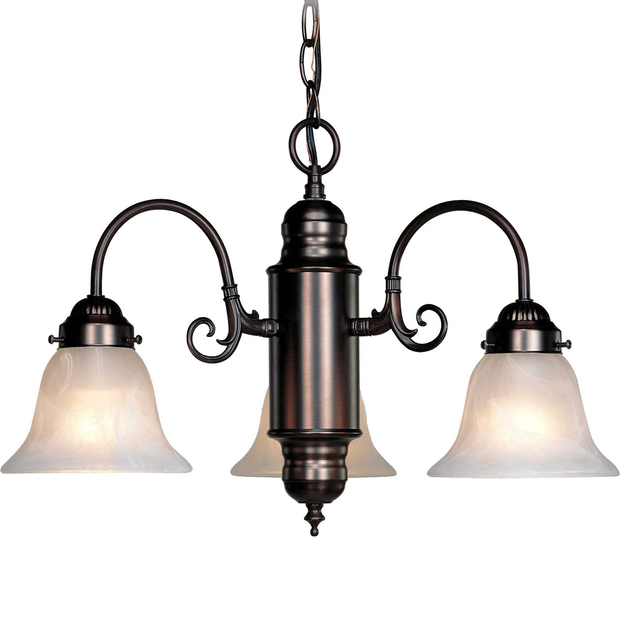 Marti Mini 3-Light Antique Bronze Chandelier with Alabaster Glass