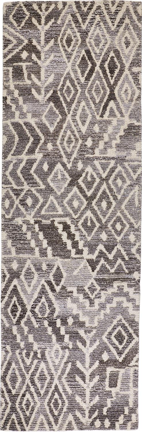 Gray Geometric Tufted Wool and Viscose Area Rug