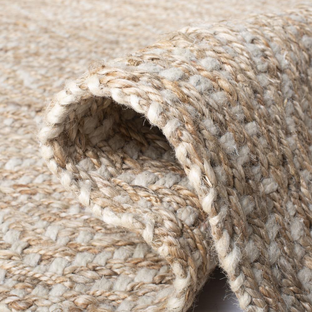 Ivory and Natural Hand-Woven Jute Diamond Area Rug 5' x 8'