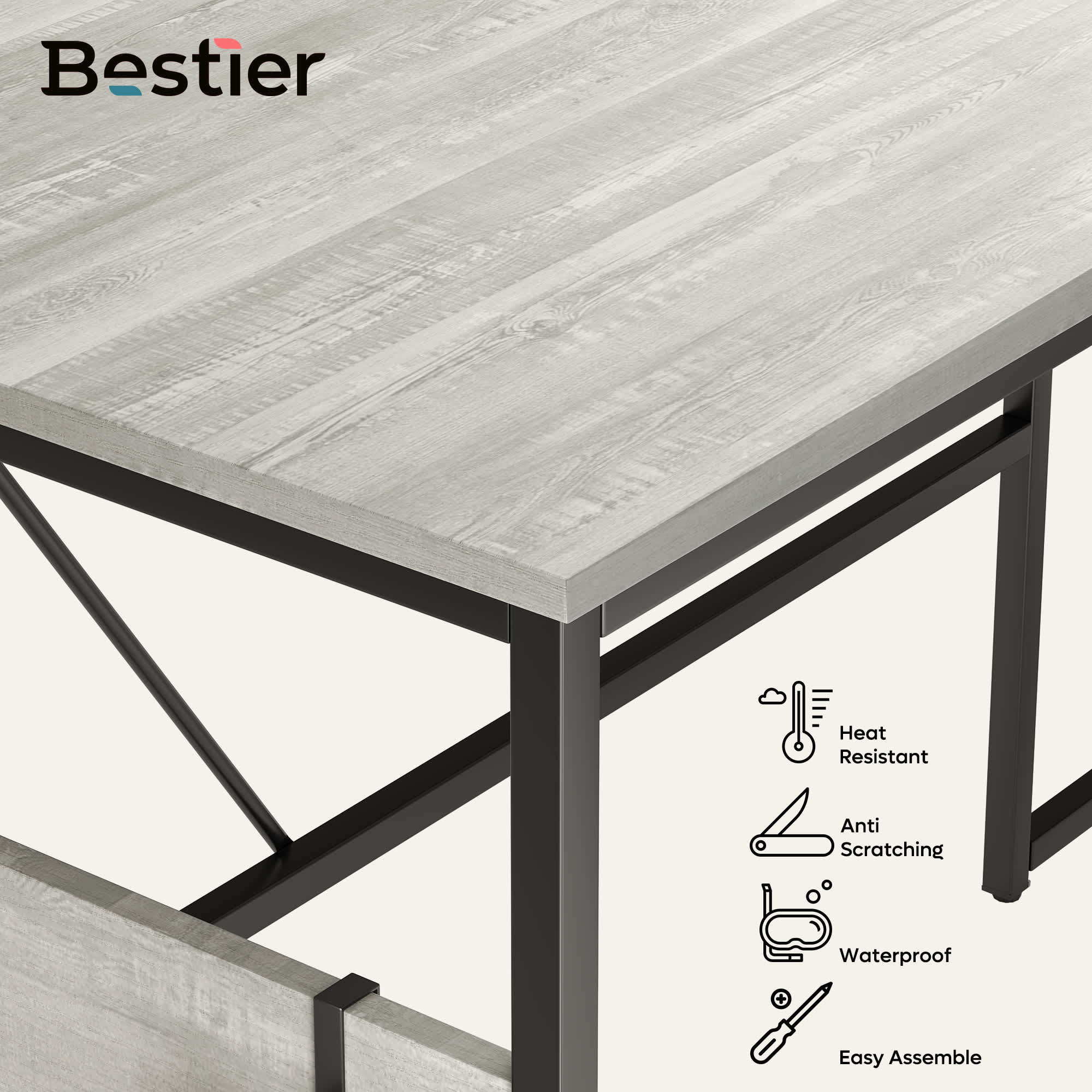 Bestier LOW-D385R-WHTW desks - View #7