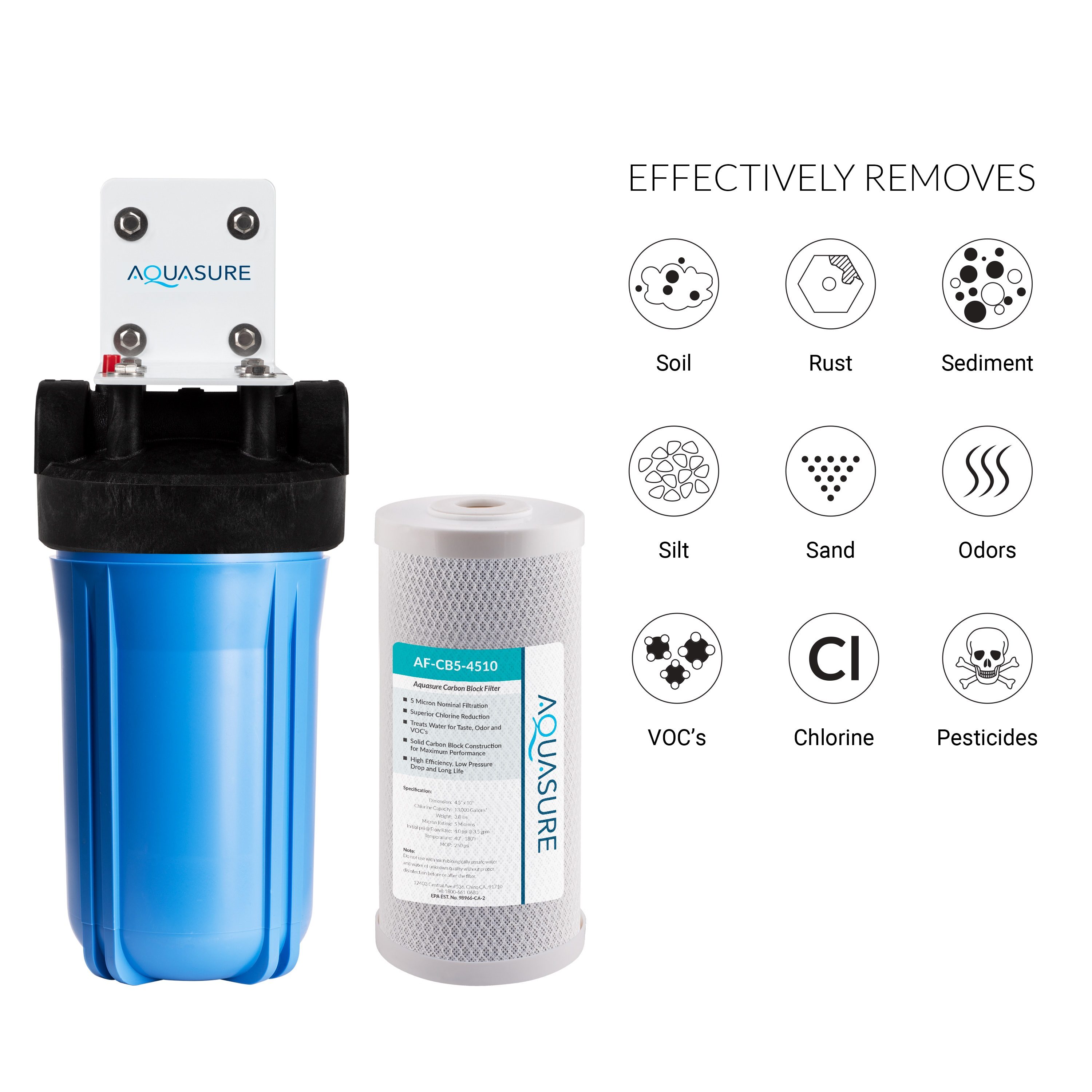 Aquasure Fortitude 10" Blue Carbon Block Water Filter System