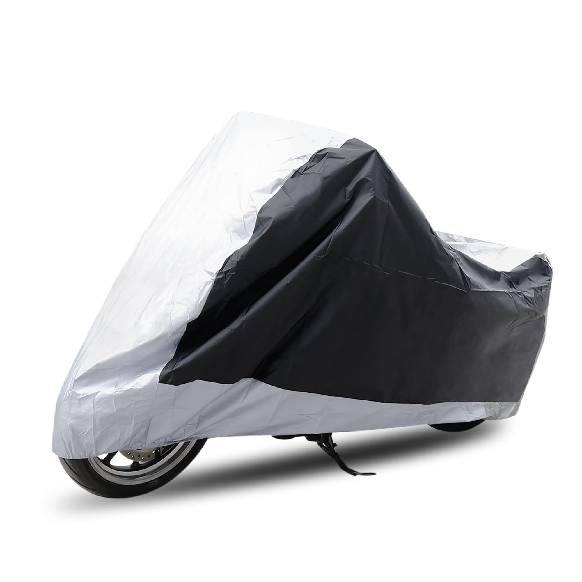 Unique Bargains XXXL 190T Rain Dust Motorcycle Cover Silver and Black Outdoor 116Inch for Harley Davidson