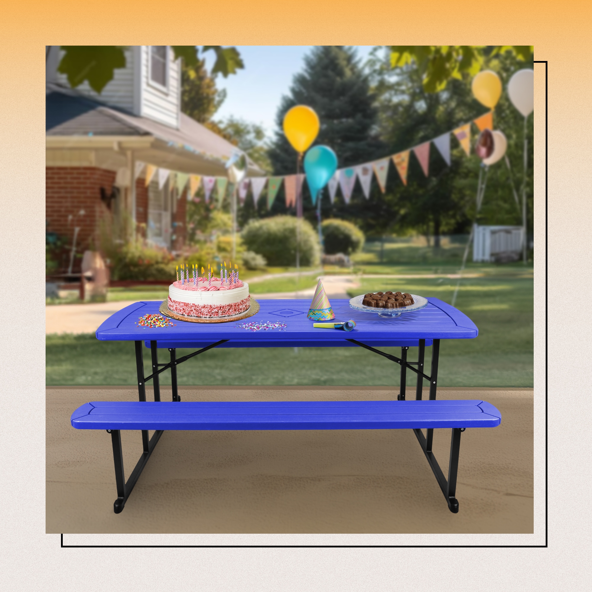 Hampden Furnishings HMDPT3072BK-BL Picnic-Tables - View #5