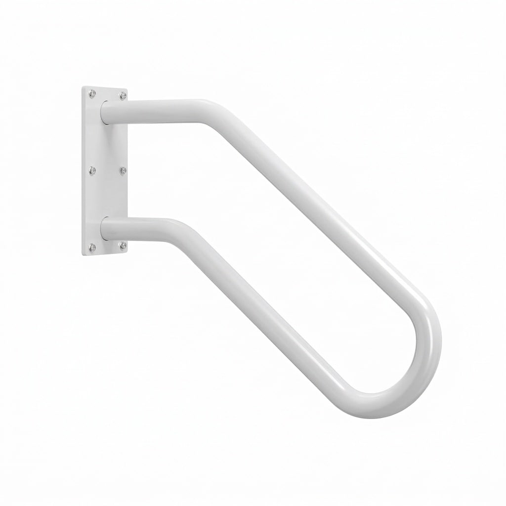 Aoibox  Wall Mount U Shape Handrail for 1 2 Step Stairs Indoor and Outdoor White Non Slip Iron Safety Rail 15 in