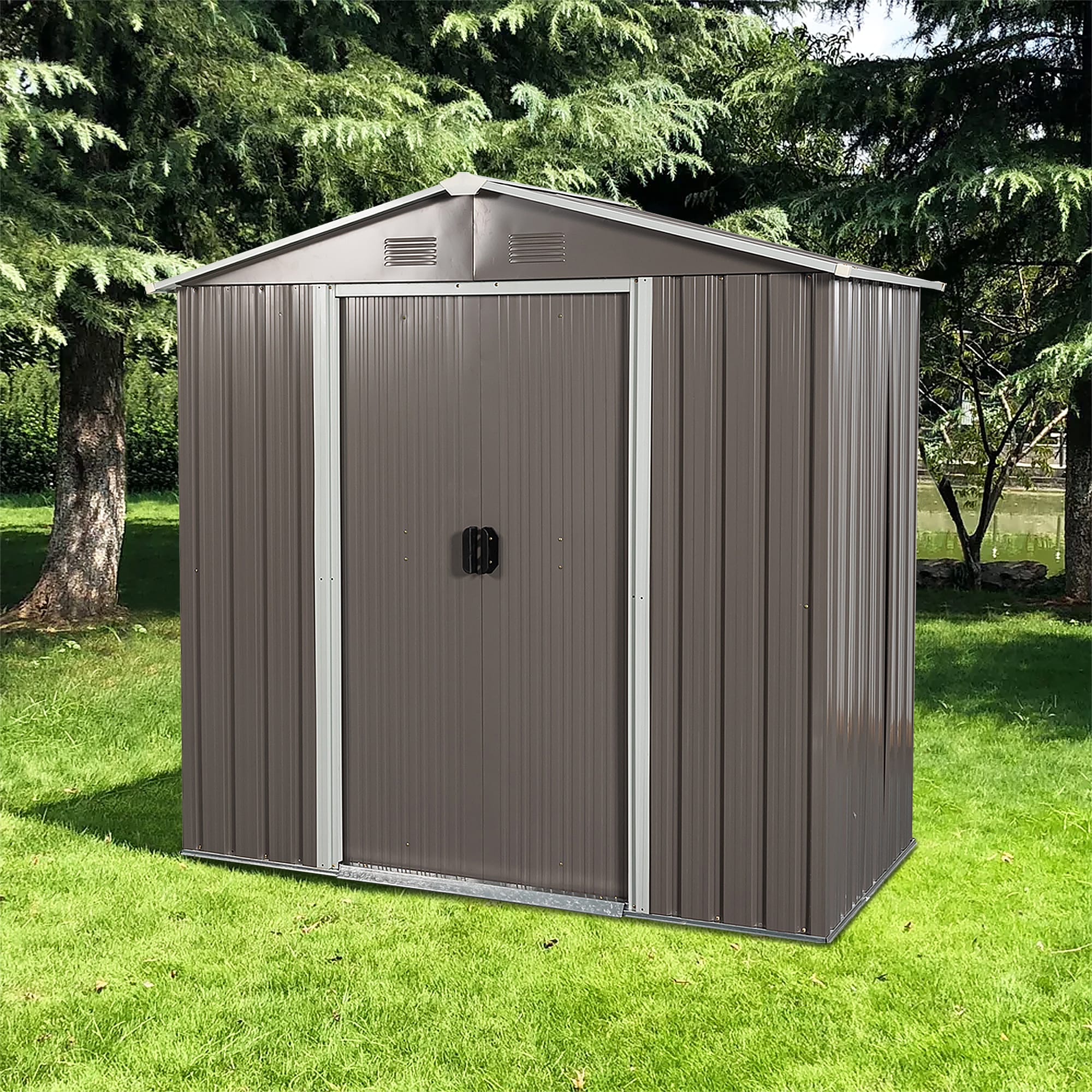 WELLFOR GGJS00365GY Metal-Storage-Buildings-Sheds - View #7