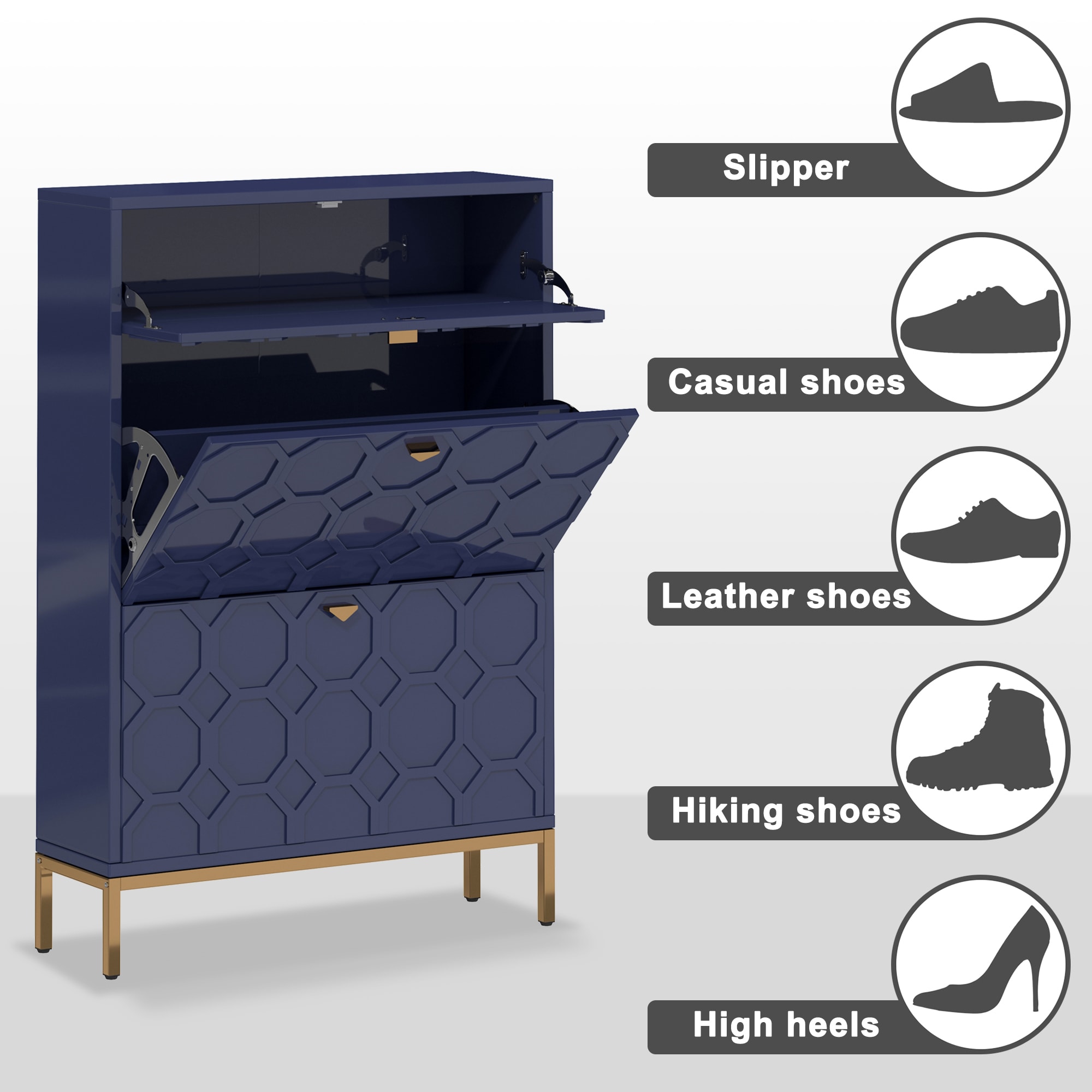 Navy blue shoe online cabinet