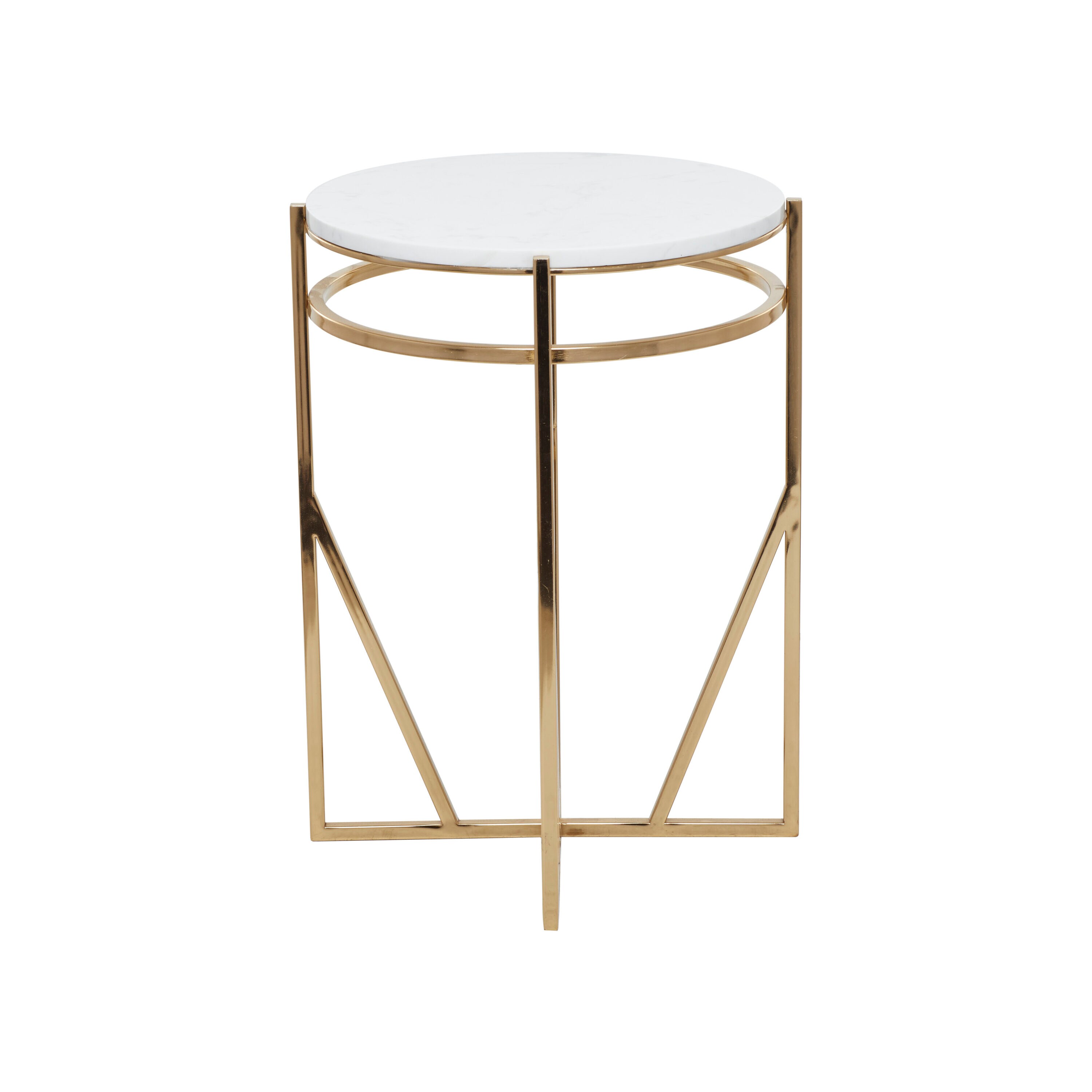 Grayson Lane Gold with Marble Top Stone Round Modern End Table in the ...