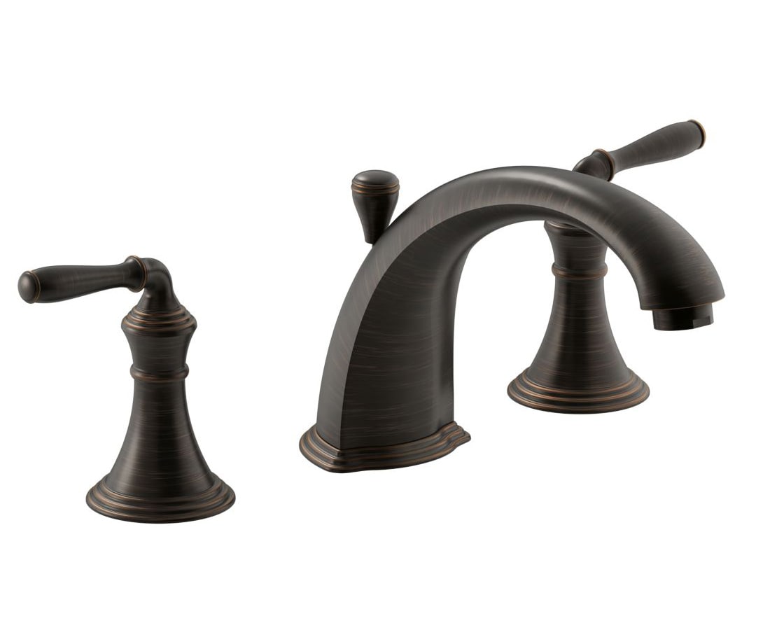 KOHLER T387-4-2BZ Devonshire Oil-Rubbed Bronze 2-handle Deck-mount Roman Low-arc Bathtub Faucet