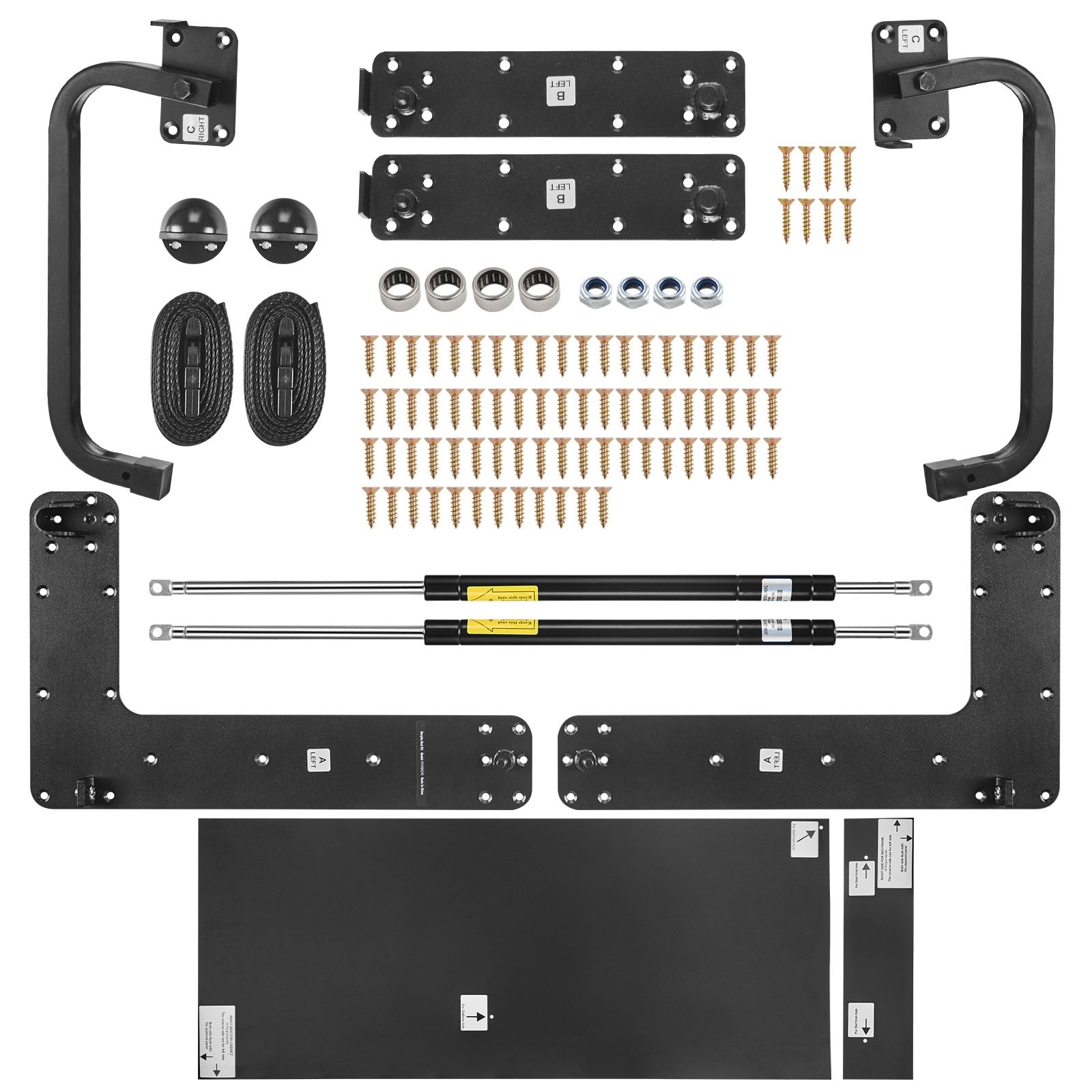 Mecale Murphy Bed Hardware Kit Full Vertical DIY Wall Bed Mechanism with Gas Struts - Black