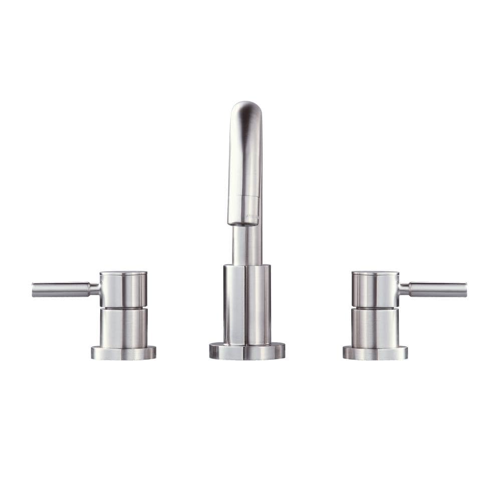 Brushed Nickel Modern Widespread Bathroom Faucet with Metal Handles