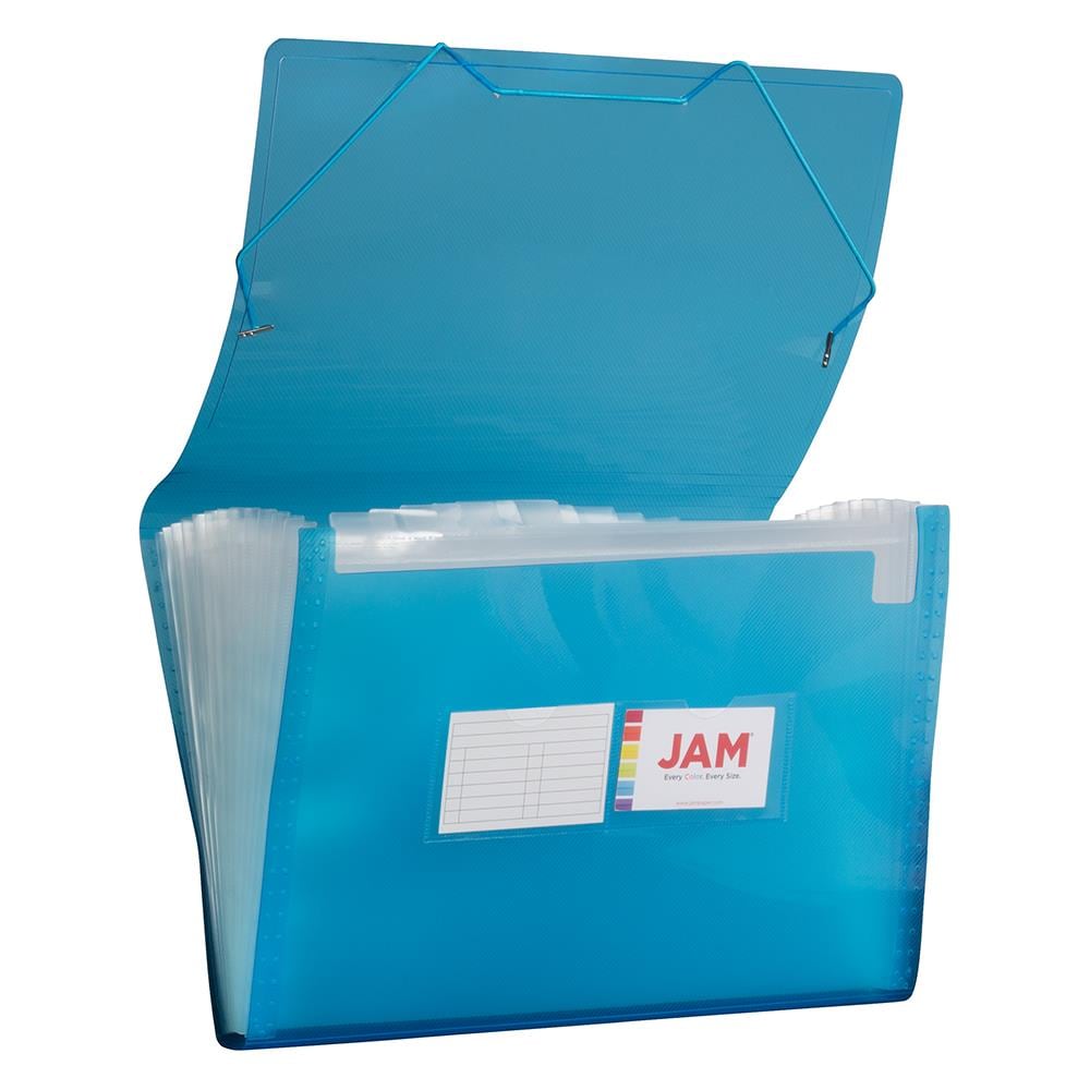 JAM Paper 419EX13BU Blue Plastic 10-in x 15-in Pocket folder
