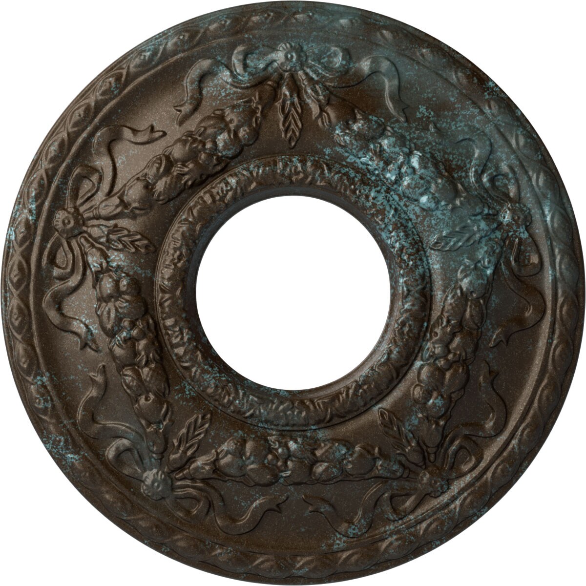 Ekena Millwork CM26HUBBS Hurley 22.125-in W x 22.125-in L Painted Bronze Blue Patina Polyurethane Whole Ceiling Medallion