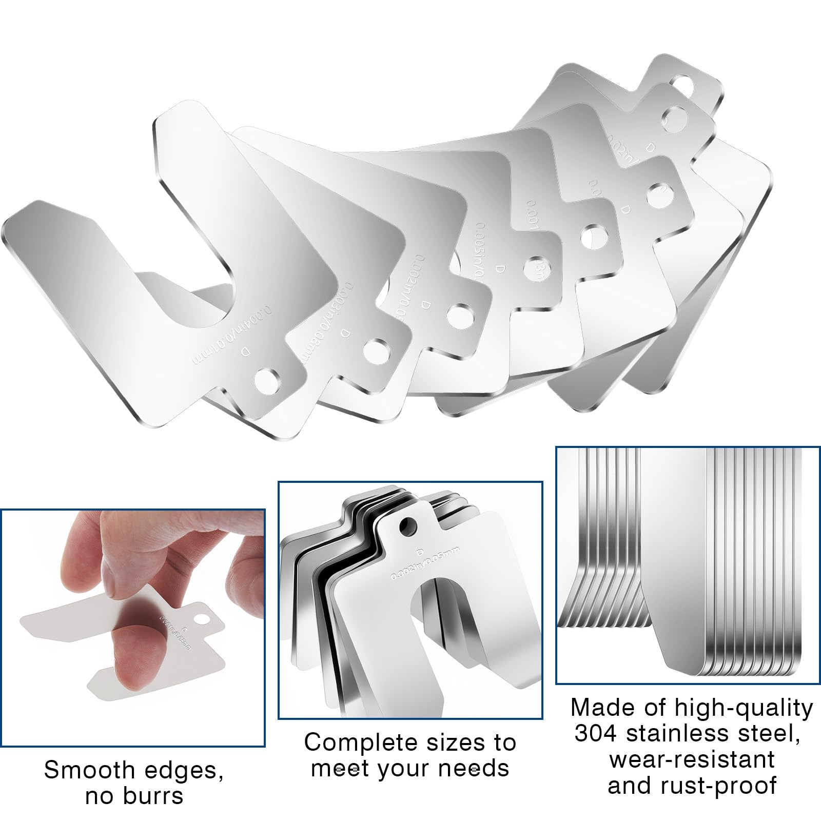 Aoibox 80 pcs Stainless Steel Slotted Shims Kit 5 in x 5 in Assortment ...