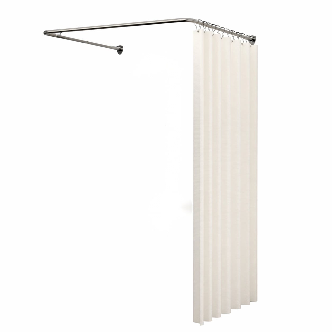 Aoibox  U Shaped Corner Stainless Steel Shower Curtain Rod Adjustable with Ceiling Support and 12 Hooks Silver