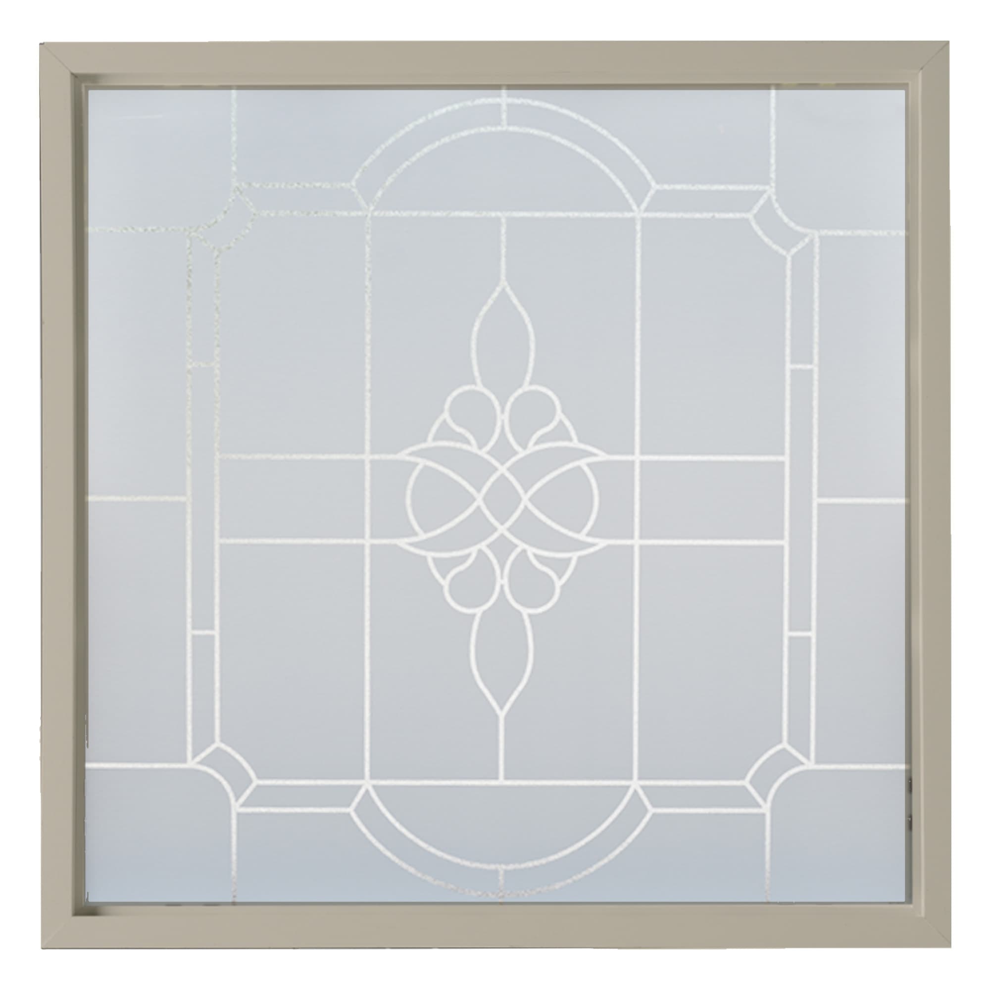 Hy-Lite DF4747VCSSDWVR3000 Victorian Silkscreened Decorative Glass 47-1/2-in x 47-1/2-in Driftwood Square Accent Window with Grids