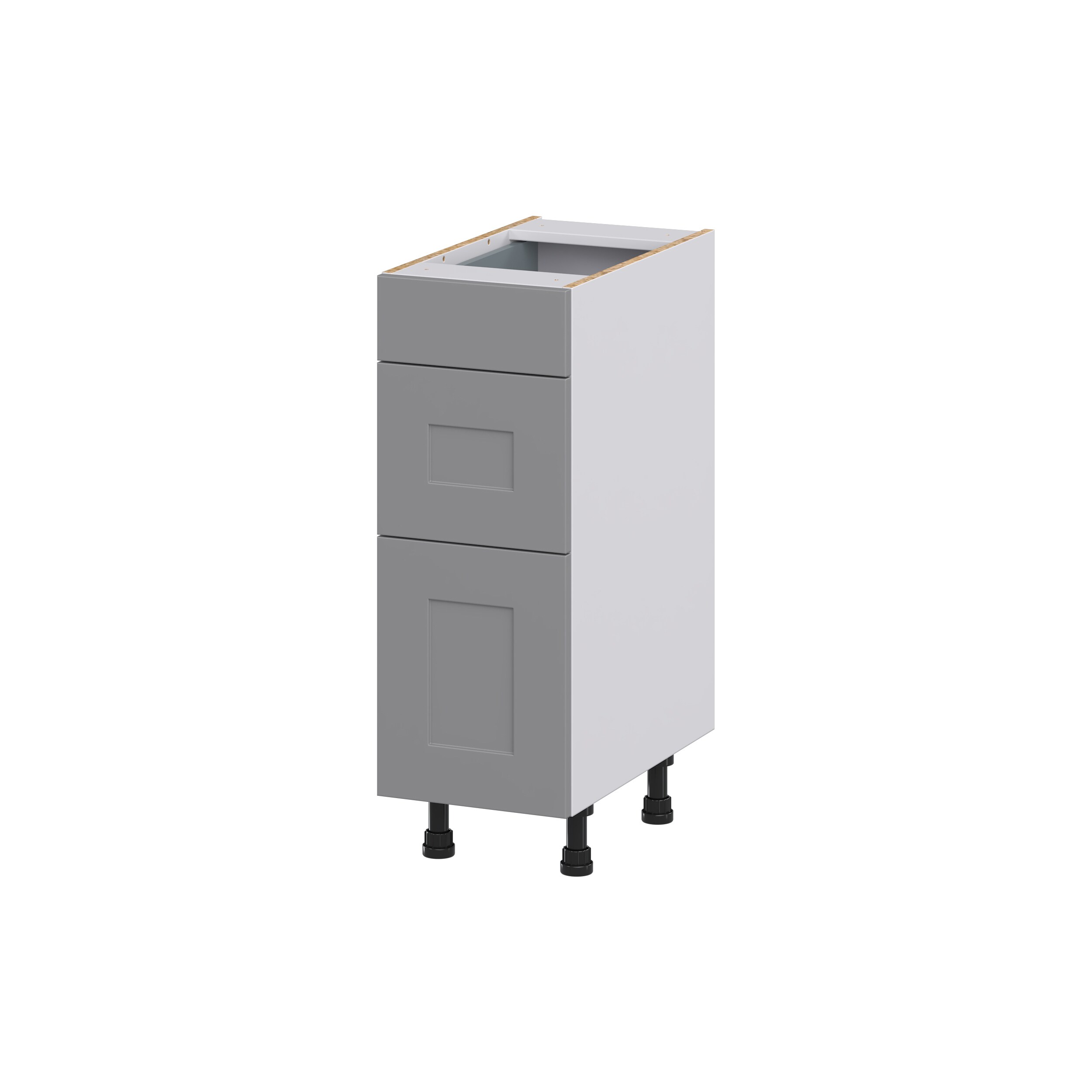 Hugo&Borg Beaumont 12-in W x 34.5-in H x 21-in D Slate Gray 3-Drawer Base Fully Assembled Cabinet (Recessed Panel Style)