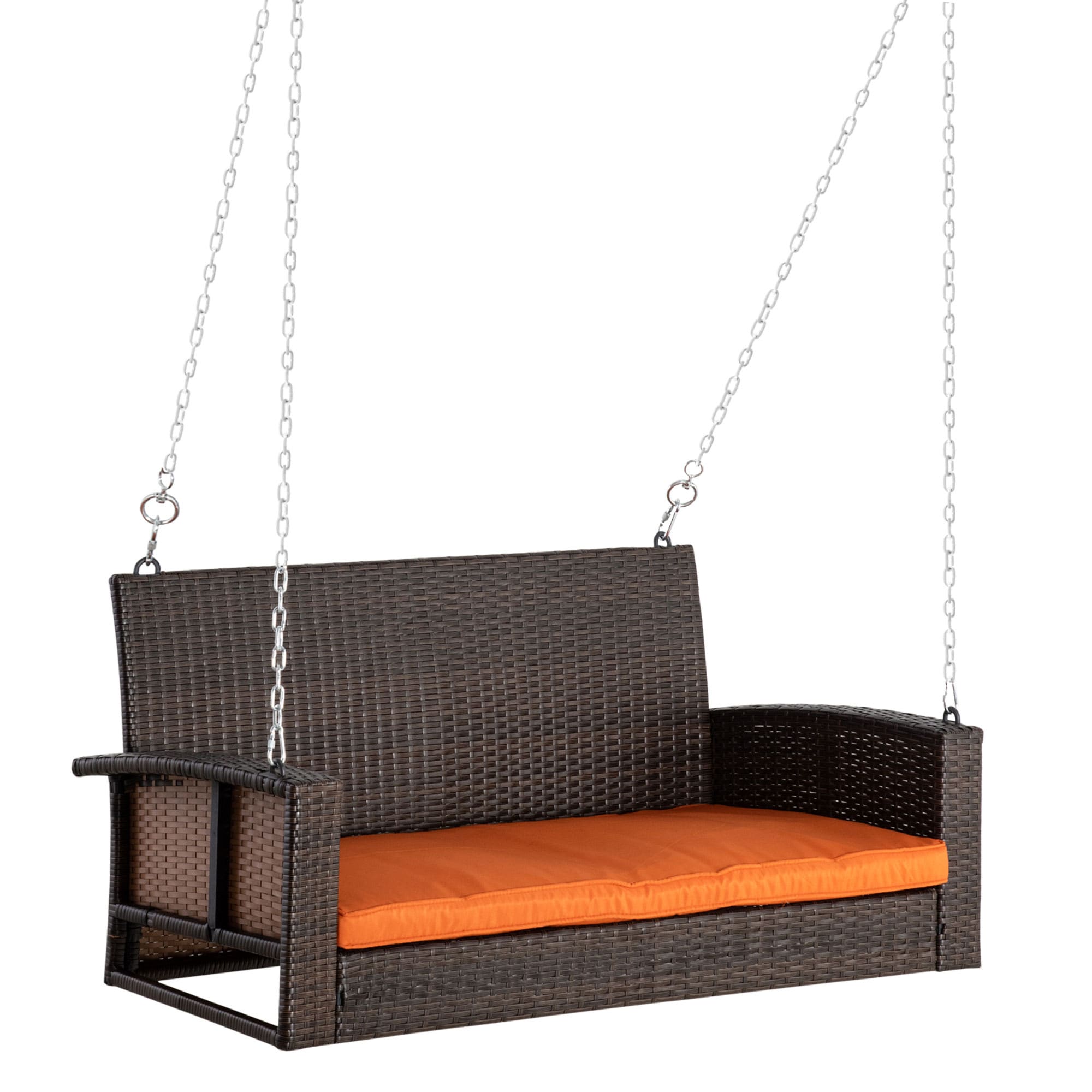 BABOOM BOM-P217681-OR Patio Hanging Bench 2 -person Mix Brown Steel Outdoor Swing