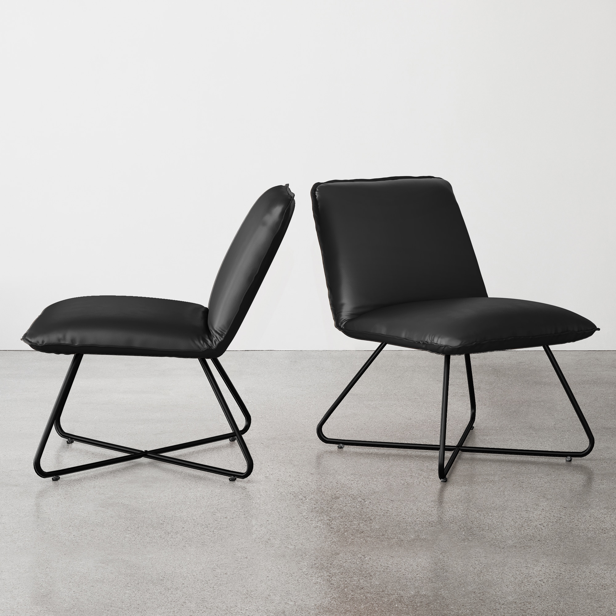 LUE BONA 2LB21CH0043-700LS 22.2 in. Wide Midcentury New Black Faux leather Accent Chair