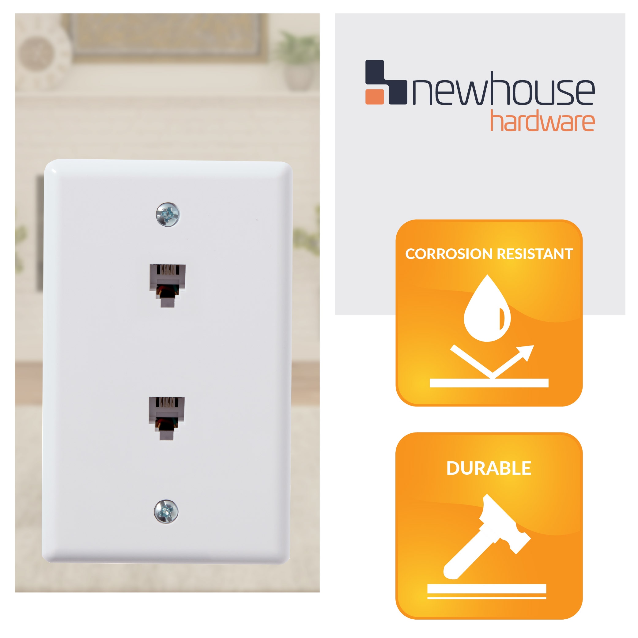 Newhouse Hardware D2PHP-WH-05 Audio-Video-Wall-Jacks - View #3