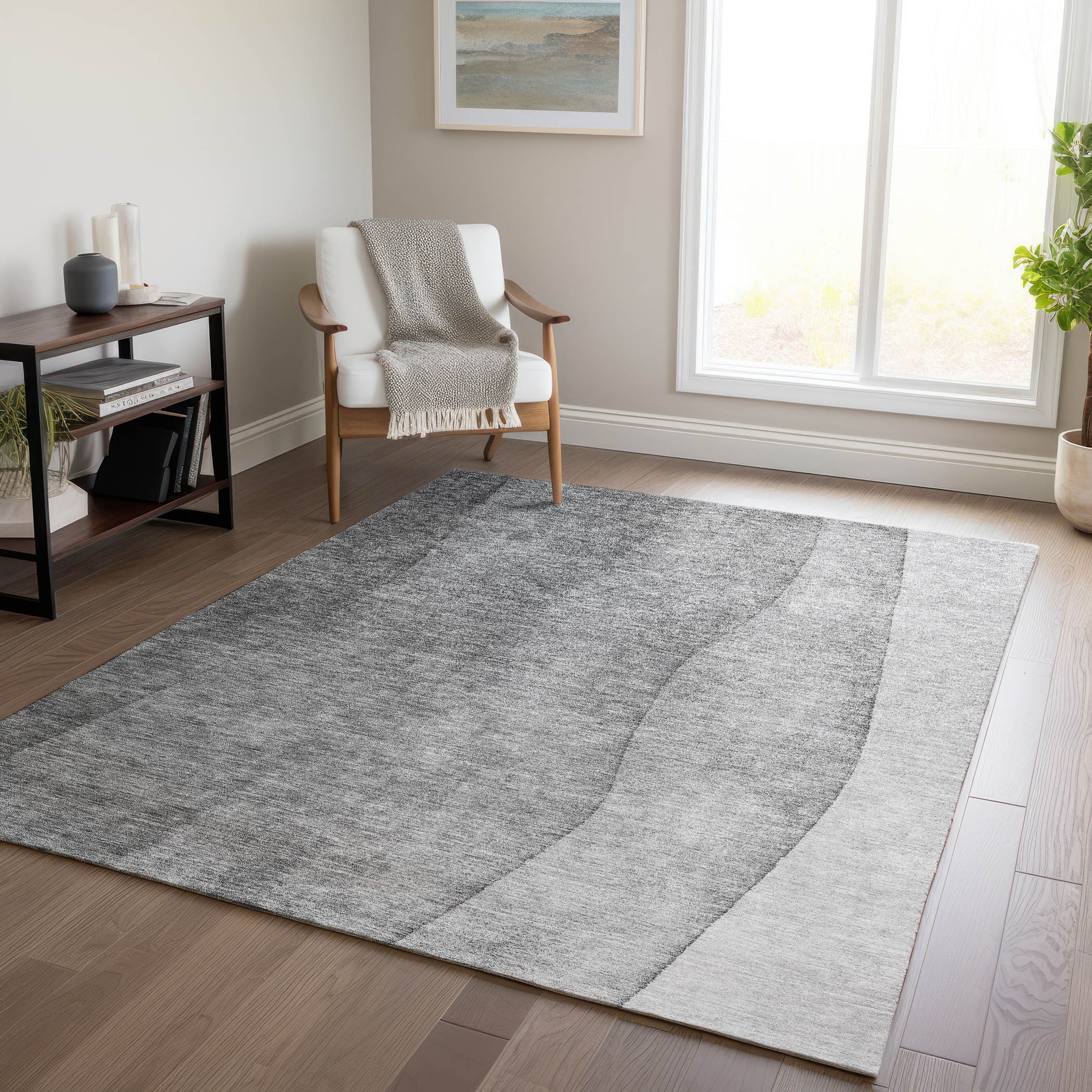 Addison Rugs ACN625GY5X8 Chantille ACN625GY 5 x 7 (ft) Polyester Gray Rectangular Indoor/Outdoor Geometric Machine washable Area rug