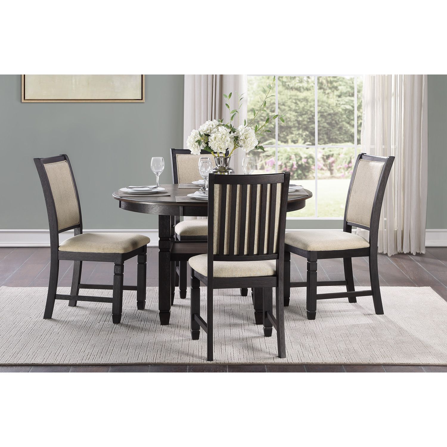 JASMODER B011S00218 Black Contemporary/Modern Dining Room Set with Rectangular Table ( Seats 4 )