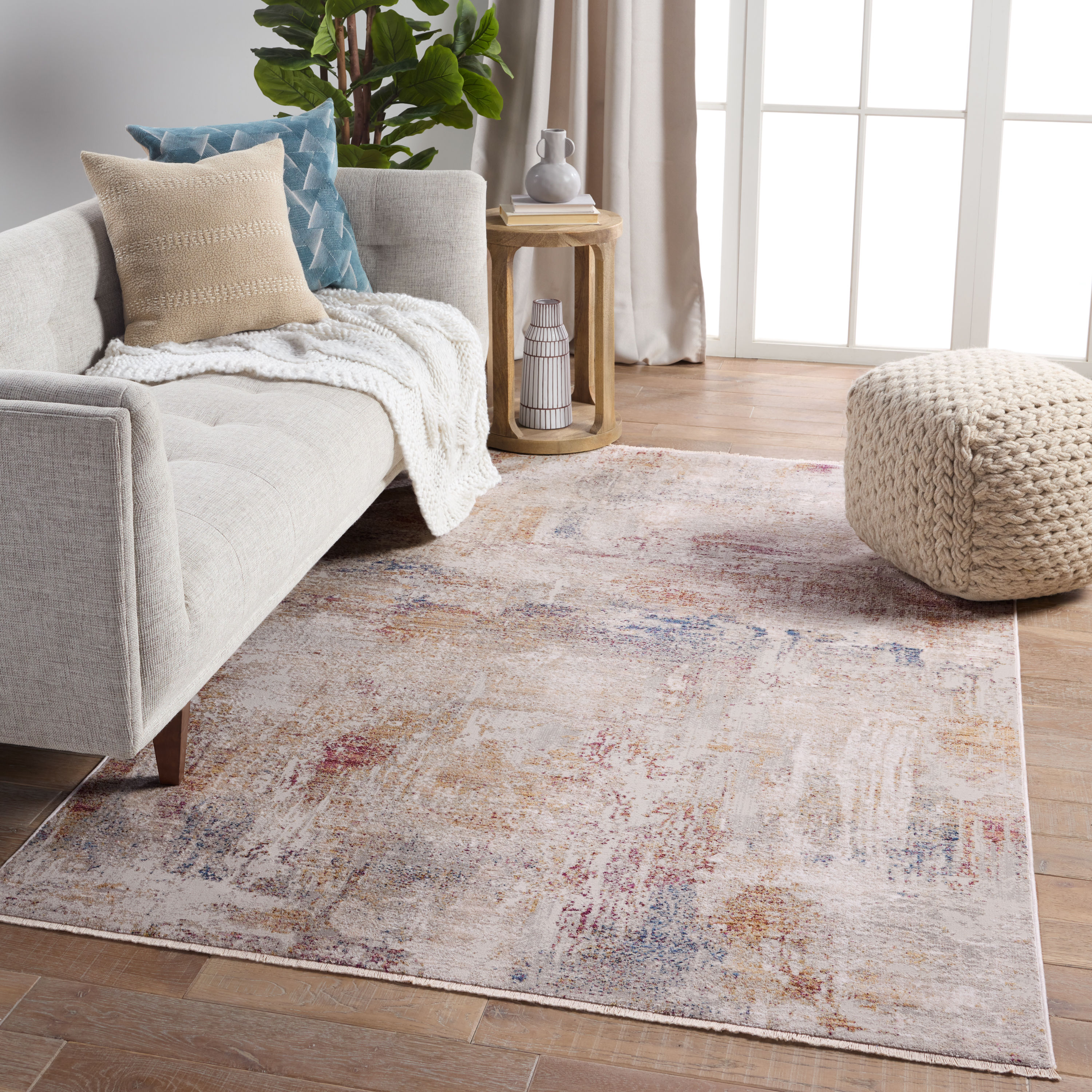 Jaipur Living RUG151194 Audun 9 x 13 (ft) Loomed Polyester Light Gray/Multicolor Rectangular Indoor Abstract Industrial Area rug