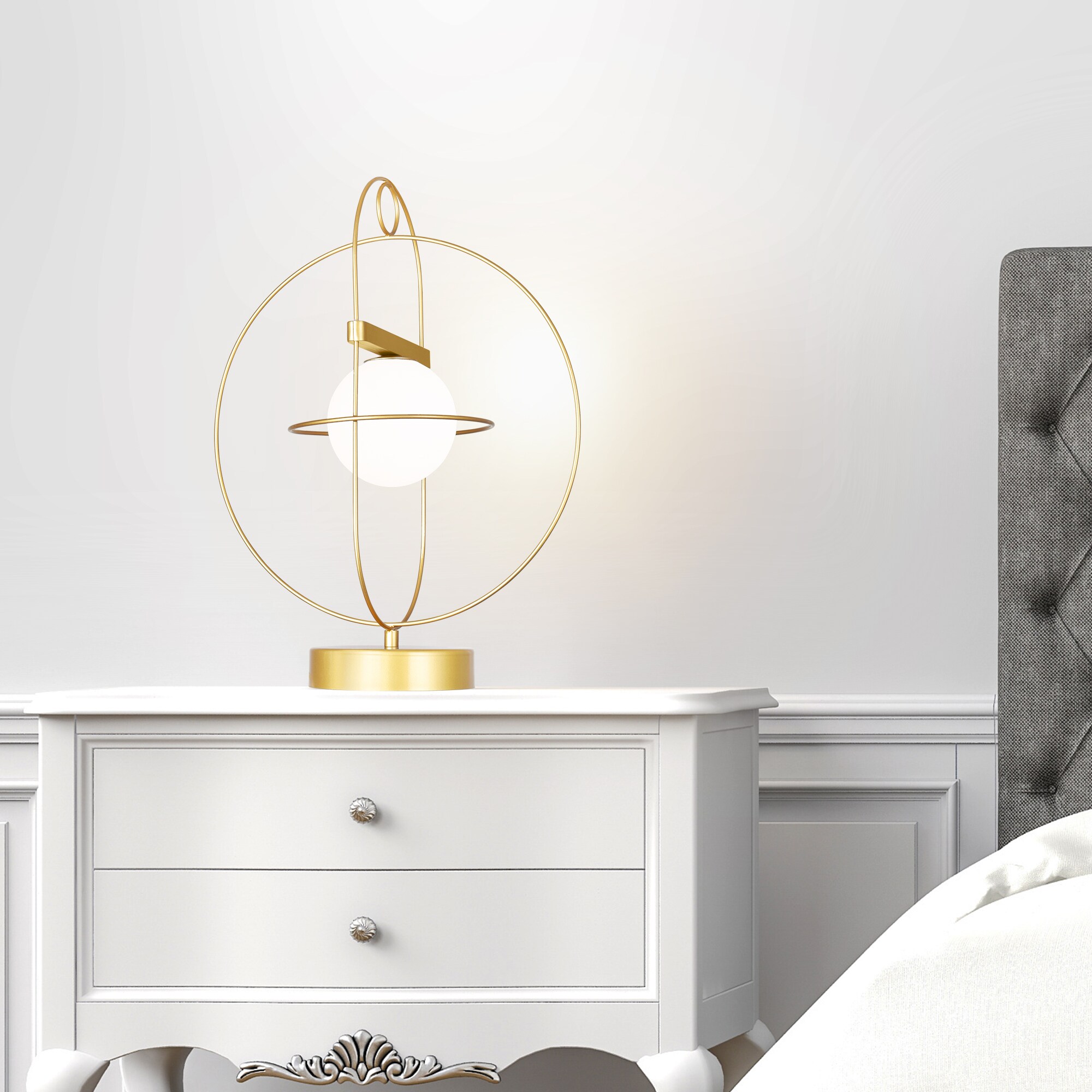 CWI Lighting 1209T14-1-169 Orbit 18-Inches Medallion Gold LED On/Off switch Table Lamp with