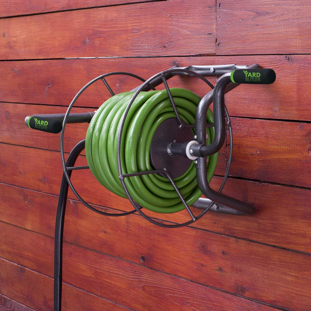 Yard Butler IHR-1SLV Steel 75-ft Stand Hose Reel in the Garden Hose ...