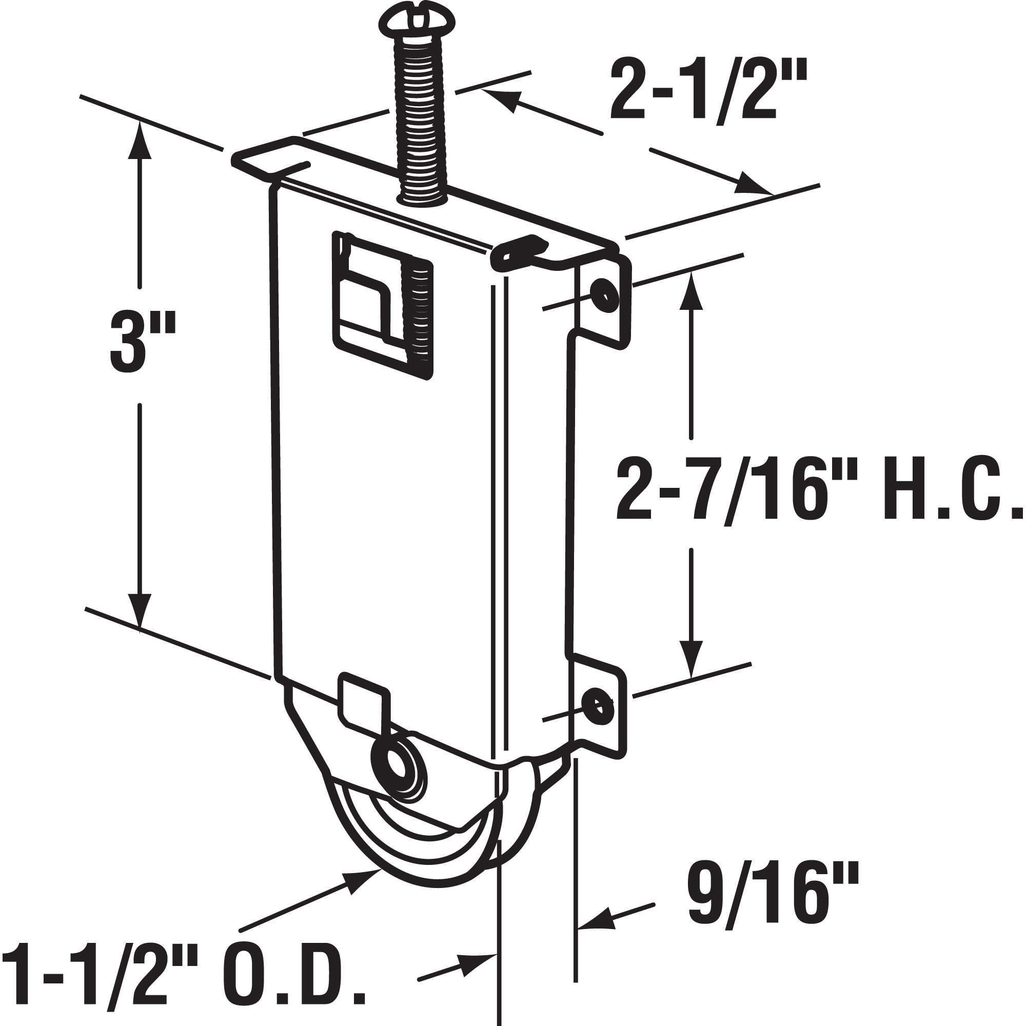 Prime-Line 1.5-in Bottom-Mount Sliding Closet Door Roller Assembly N ...