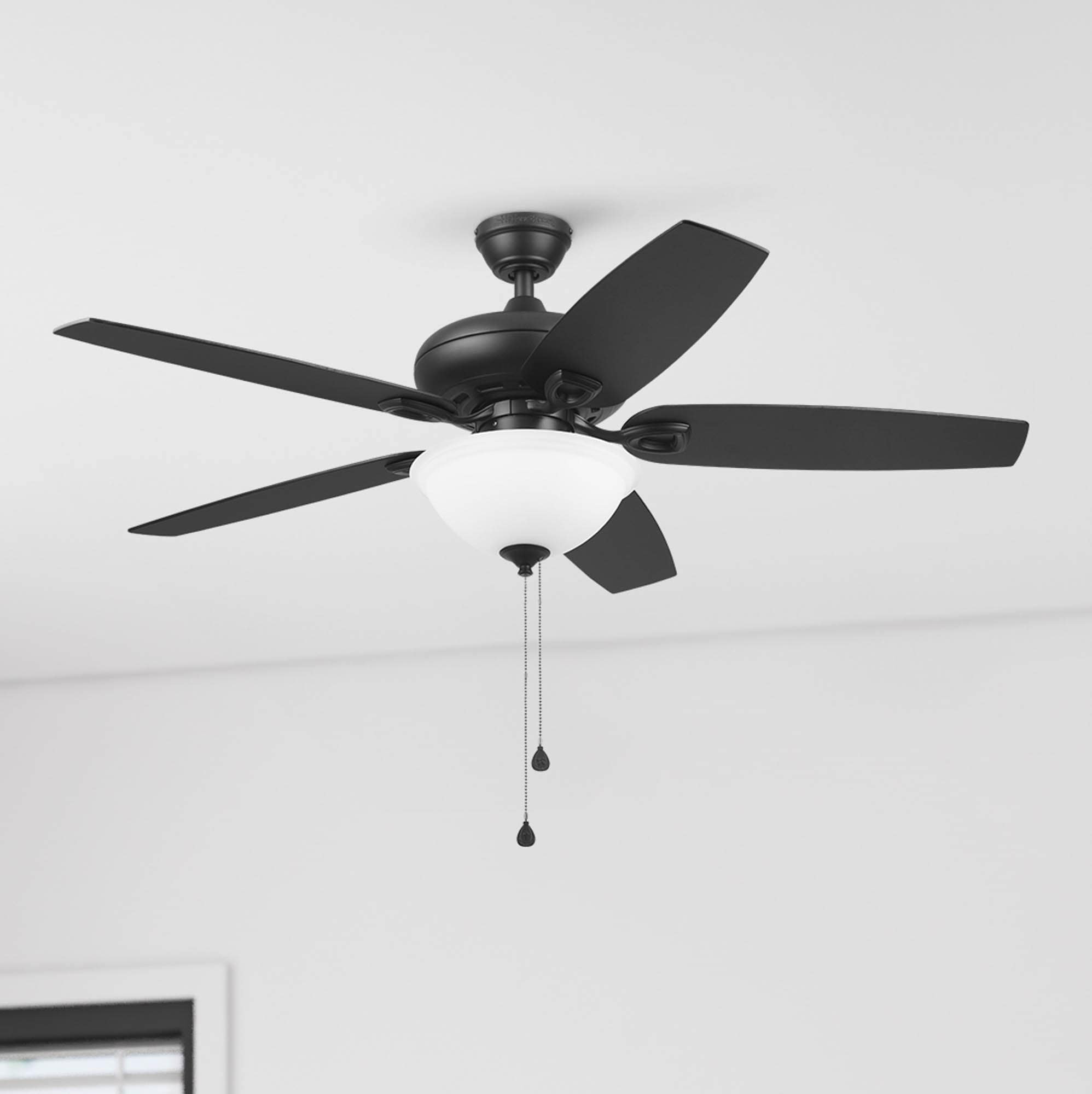 Coastal Creek 52-in Matte Black with Matte Black/Mocha Blades LED Indoor Downrod or Flush Mount Ceiling Fan with Light (5-Blade) | - Harbor Breeze 43395