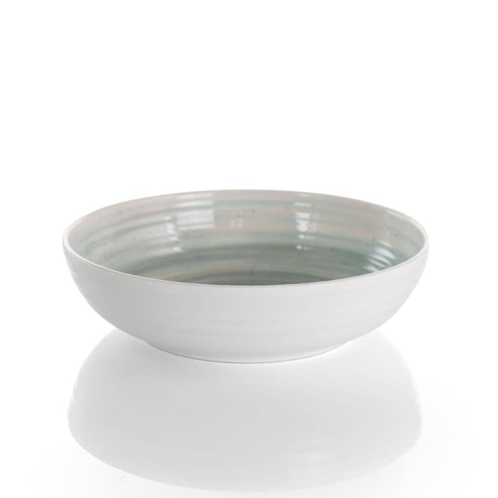 White and Light Blue Melamine Outdoor Dinnerware Set, Service for 4