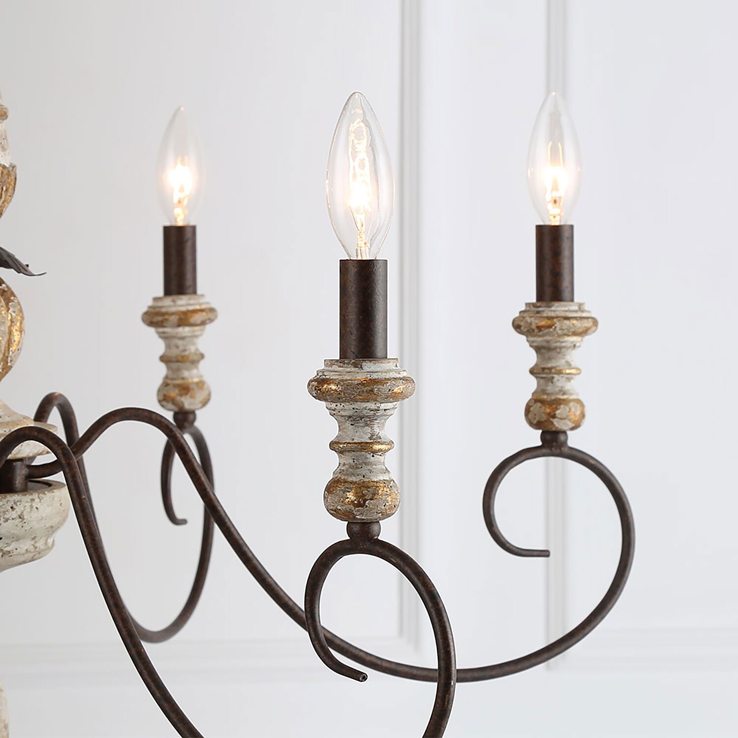 Rustic French Country 6-Light Distressed Wood Chandelier