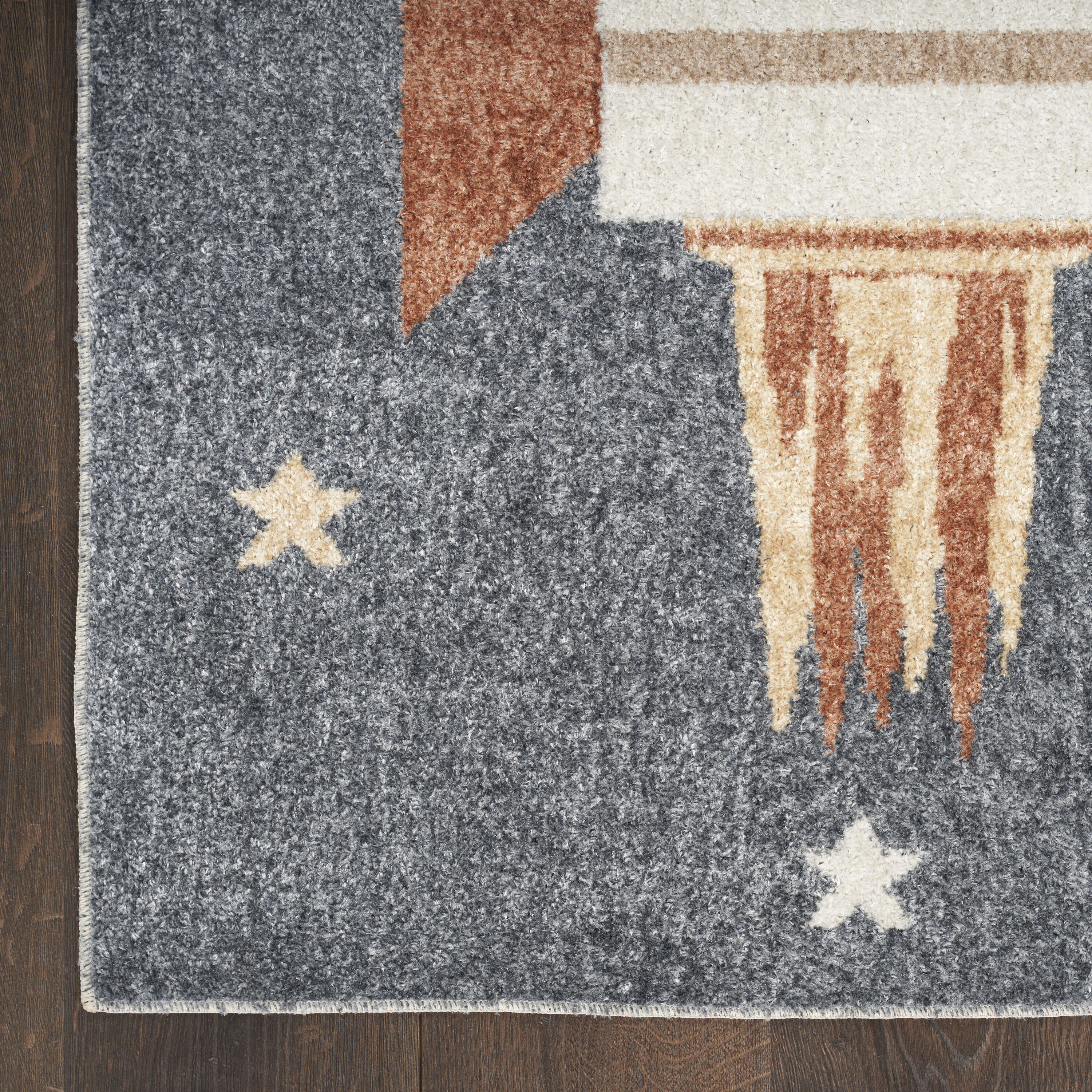 Sky Blue Rectangular Kids Rug with Rocket Design, 2'2" x 4'
