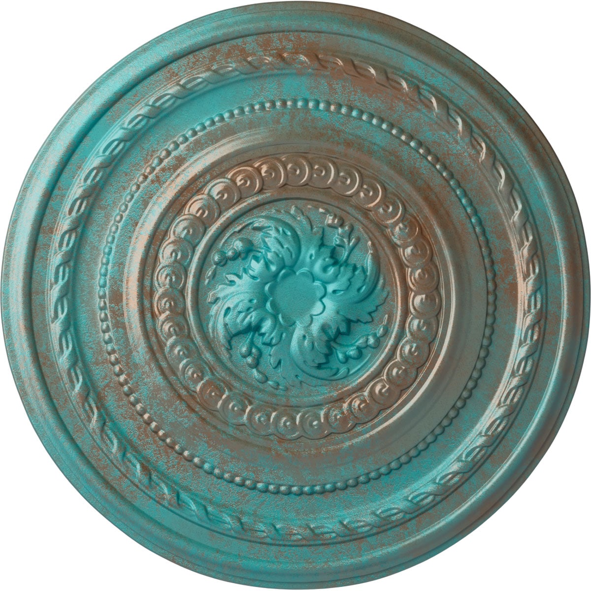 Ekena Millwork CM26PECGS Pearl 26.25-in W x 26.25-in L Painted Copper Green Patina Polyurethane Whole Ceiling Medallion