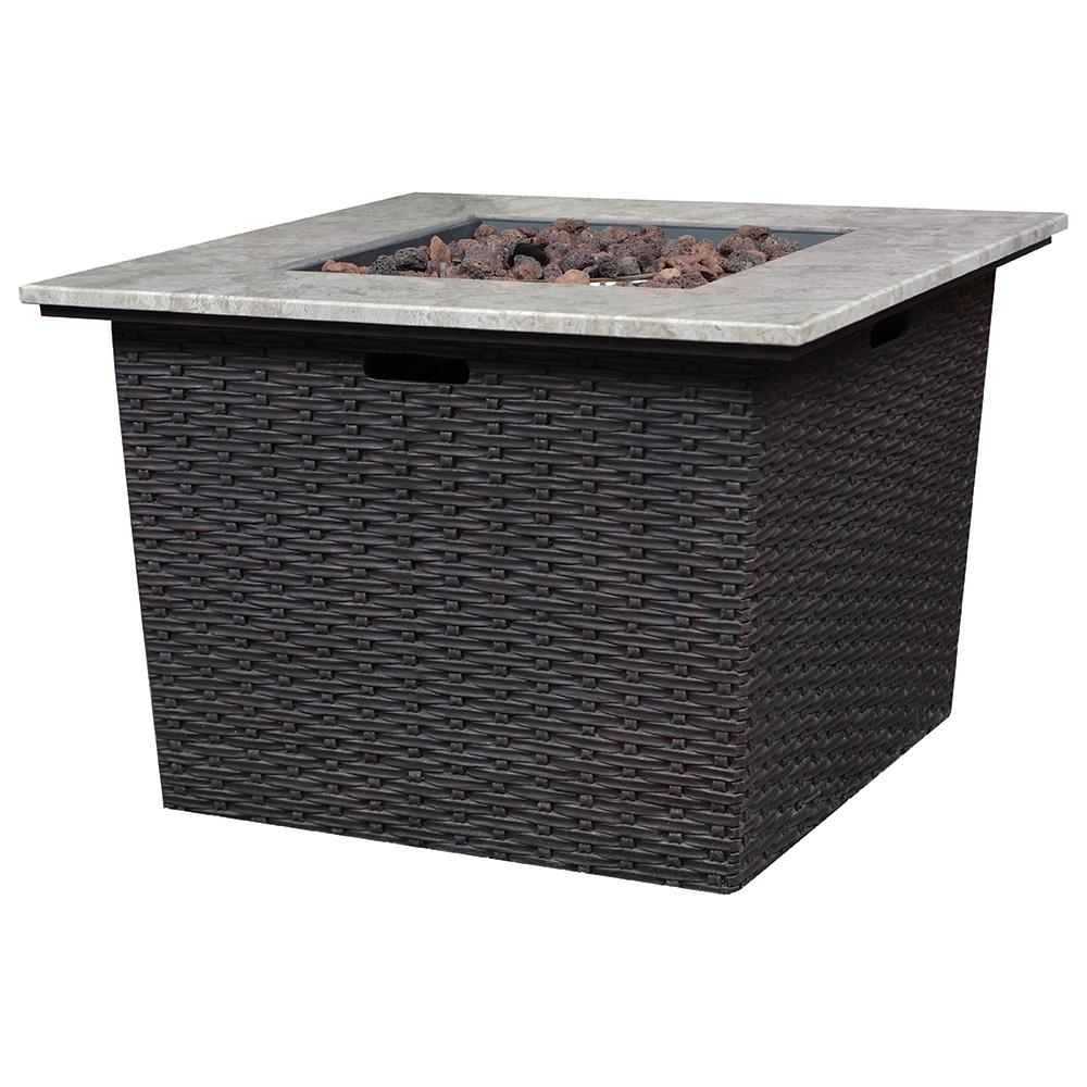 Bond Somersville 34 65 In W 50000 Btu Brown Wicker Look Composite Propane Gas Fire Table In The Gas Fire Pits Department At Lowes Com