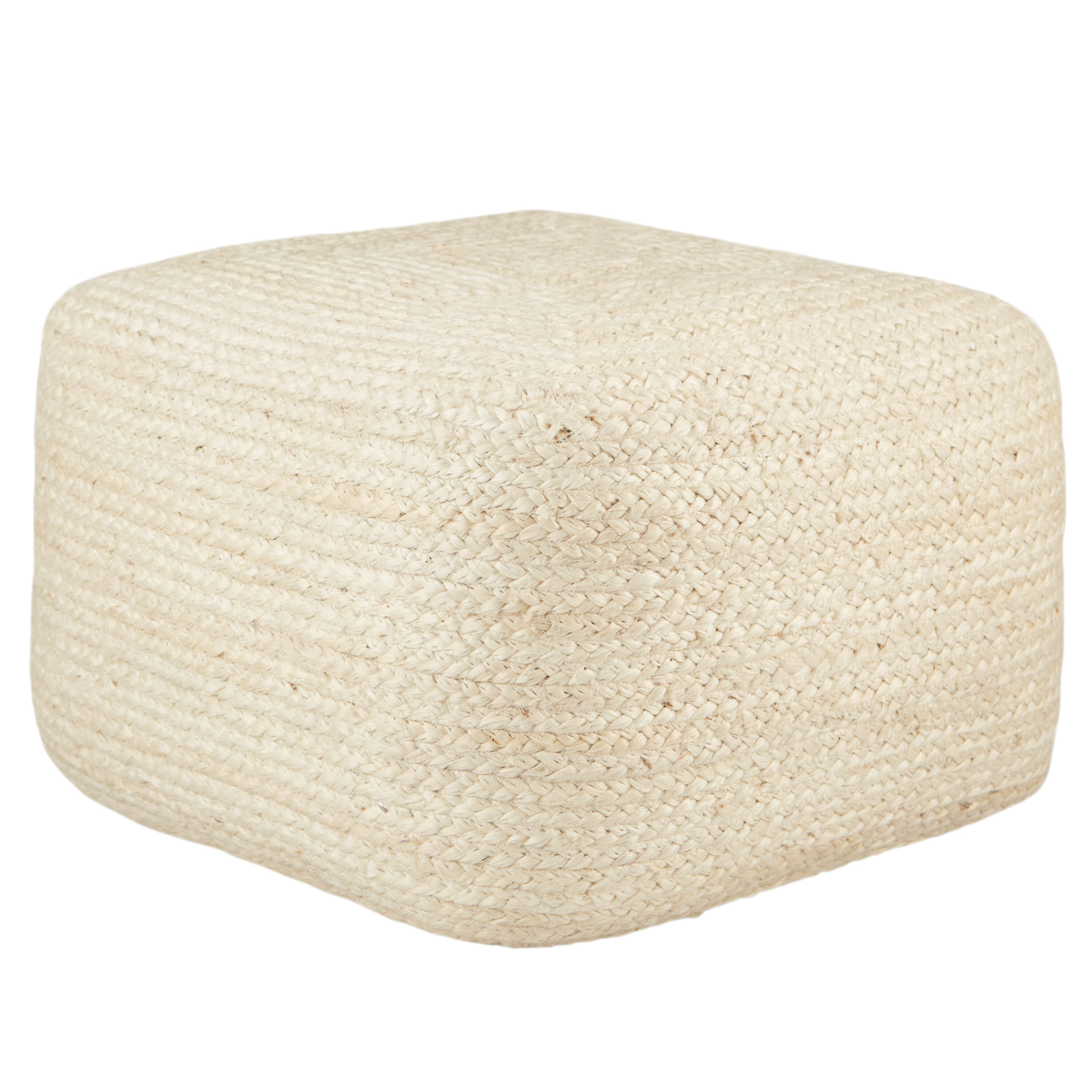 Square Black Jute Pouffe Cushioned Foot Stool Ottoman or 