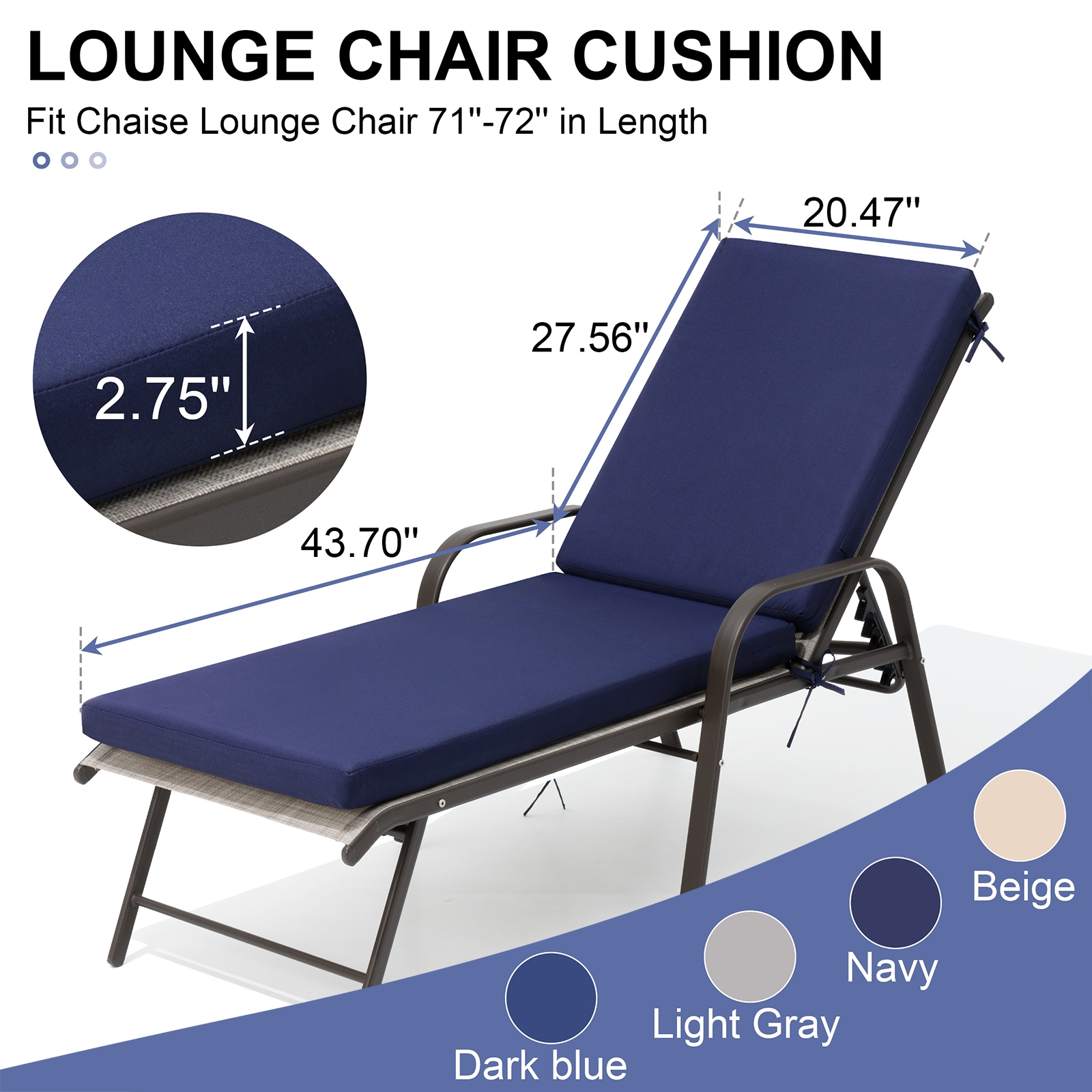 CloudFly CL-CU001NAV-2 Patio-Furniture-Cushions - View #3