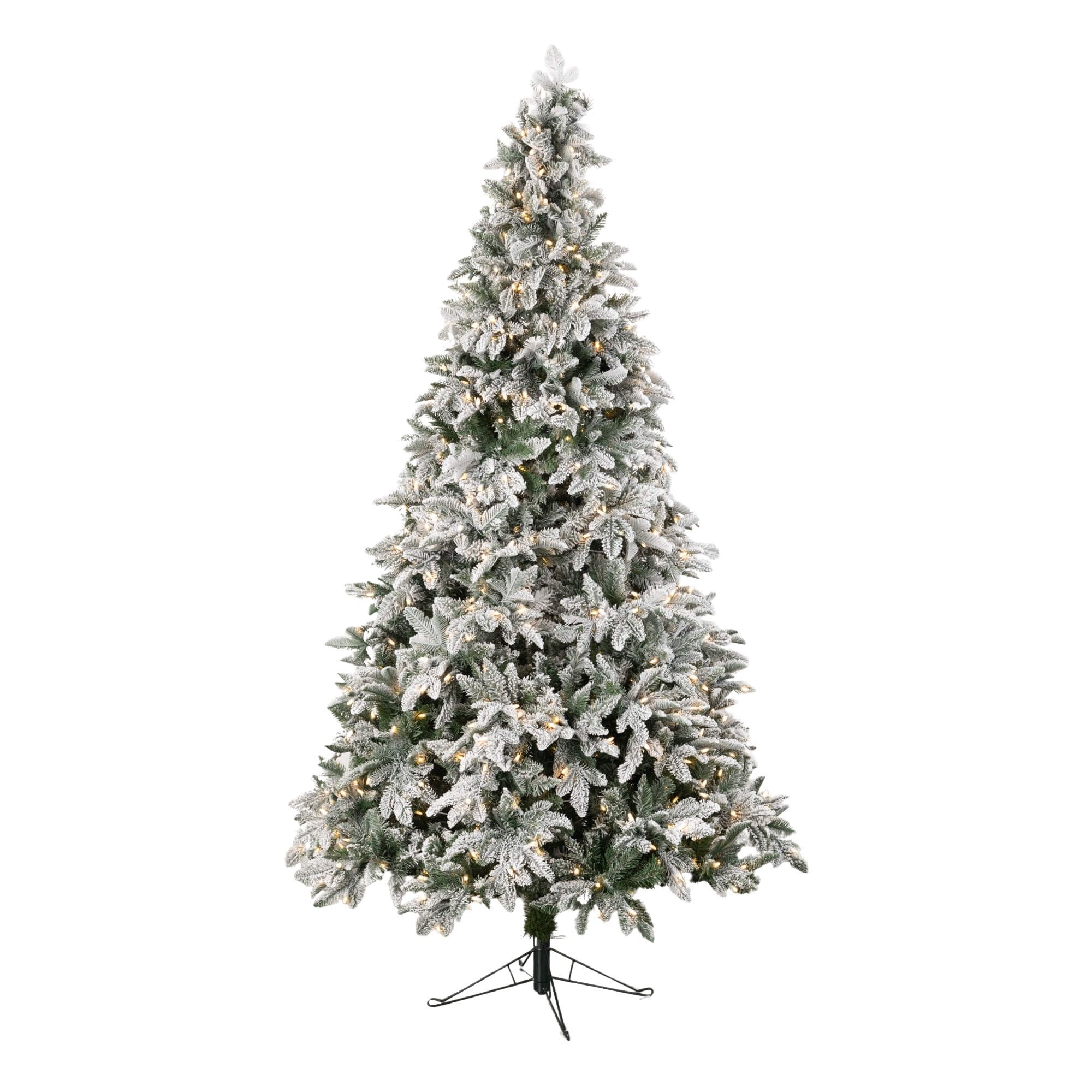 Sullivans TR1233 Merry + Bright 7.5-ft Pine Pre-lit Flocked Artificial Christmas Tree with White LED Lights